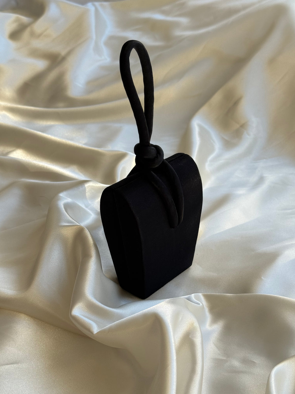 Vintage La Regale Black Satin Knot Evening Purse