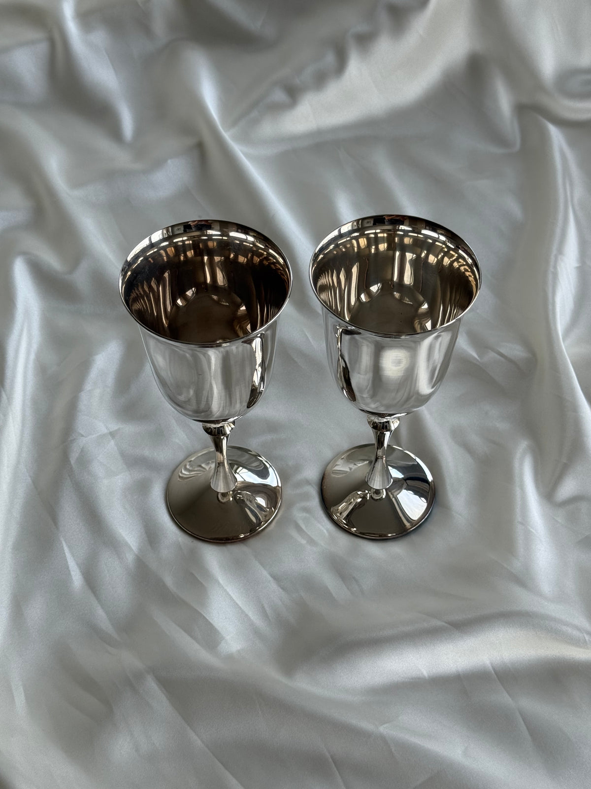 Vintage Spanish Silver-Plated Wine Goblets – Set of Two
