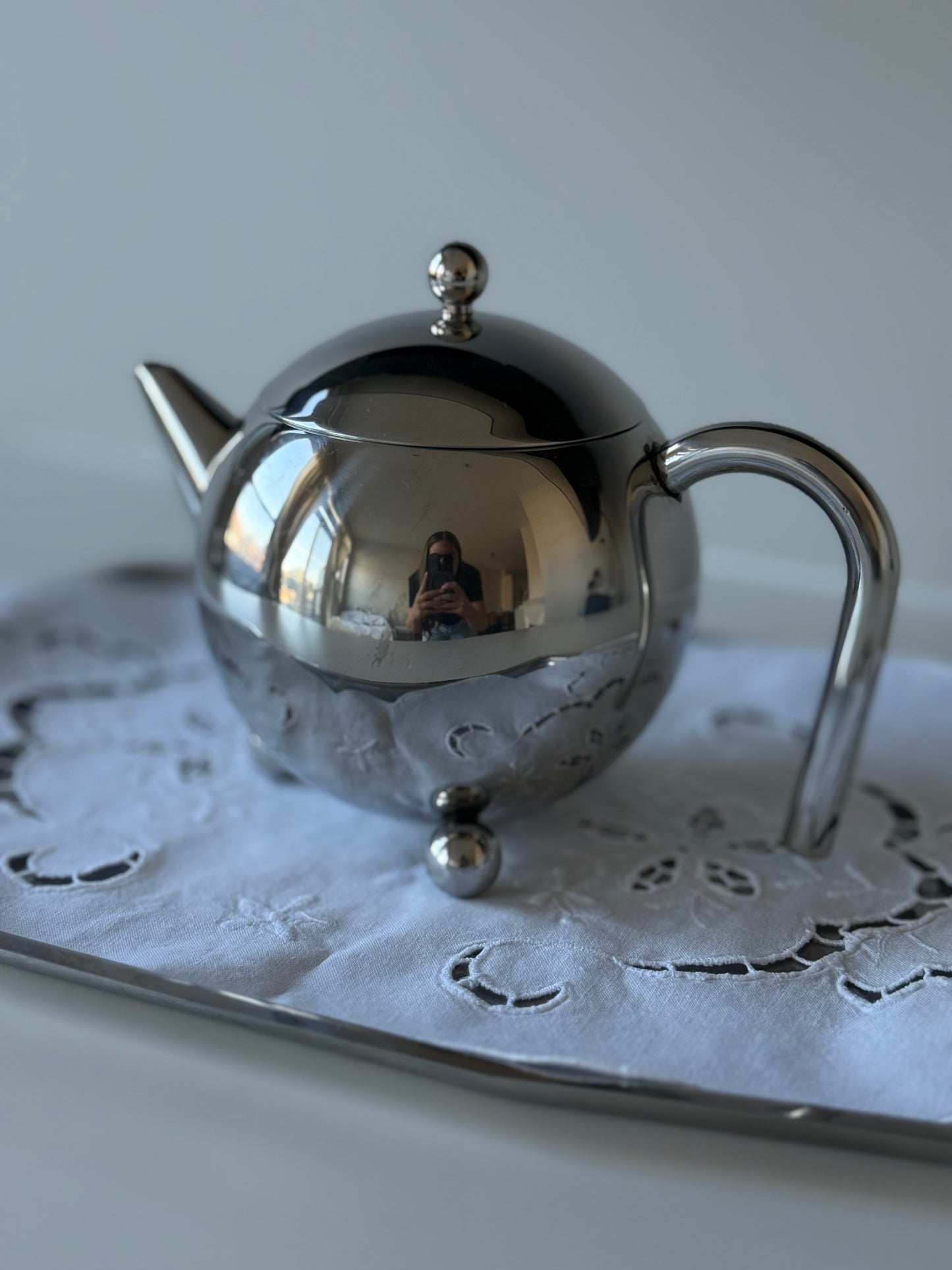 Vintage Stainless Steel Modernist Teapot