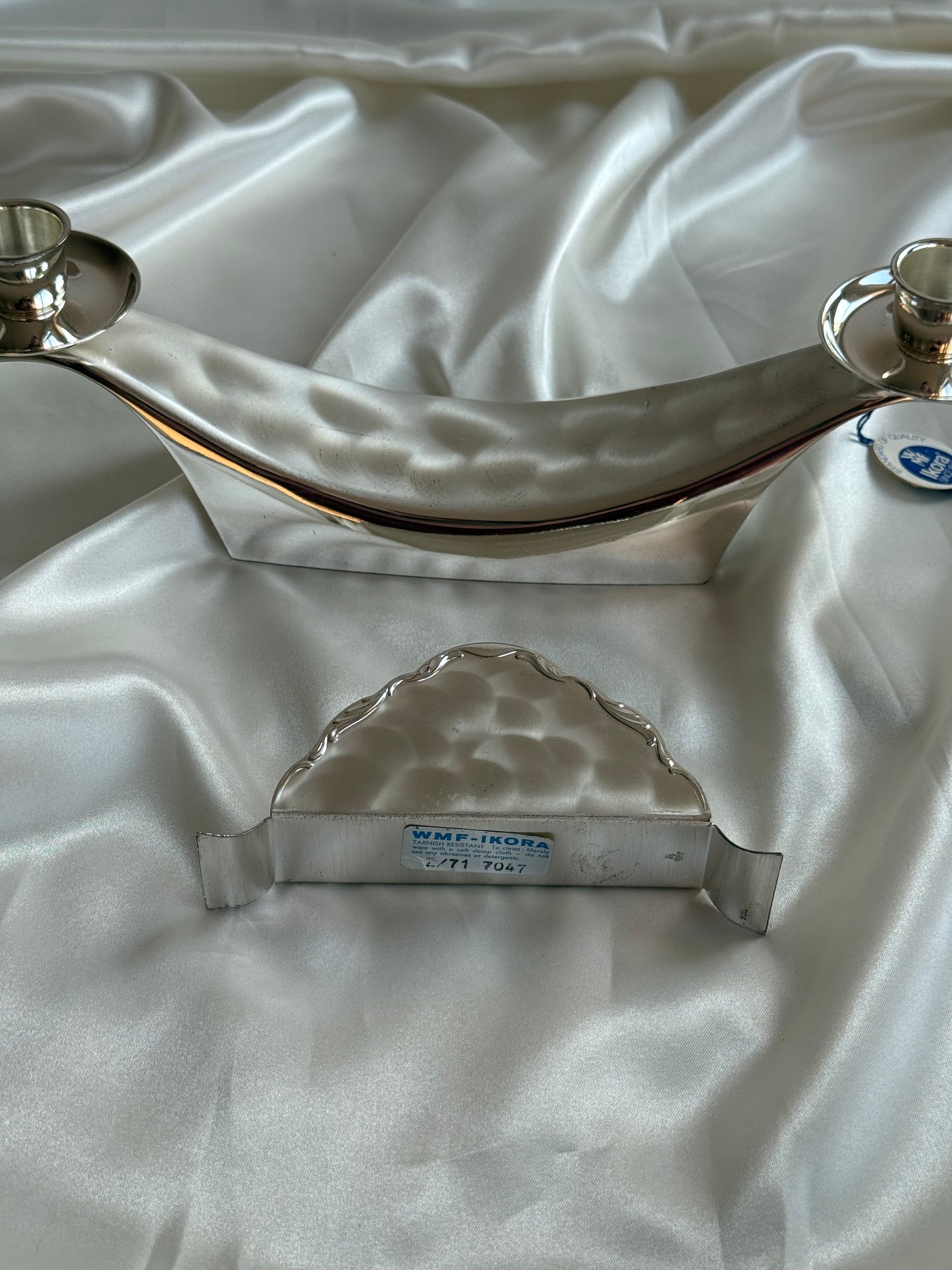 Vintage WMF Ikora Silver-Plated Candleholder & Napkin Holder Set