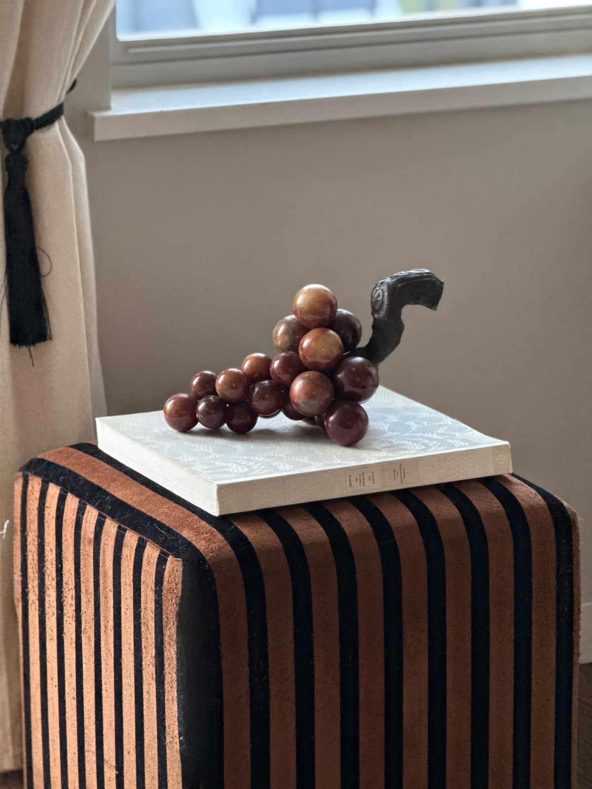 Vintage Alabaster Grape Cluster Sculpture