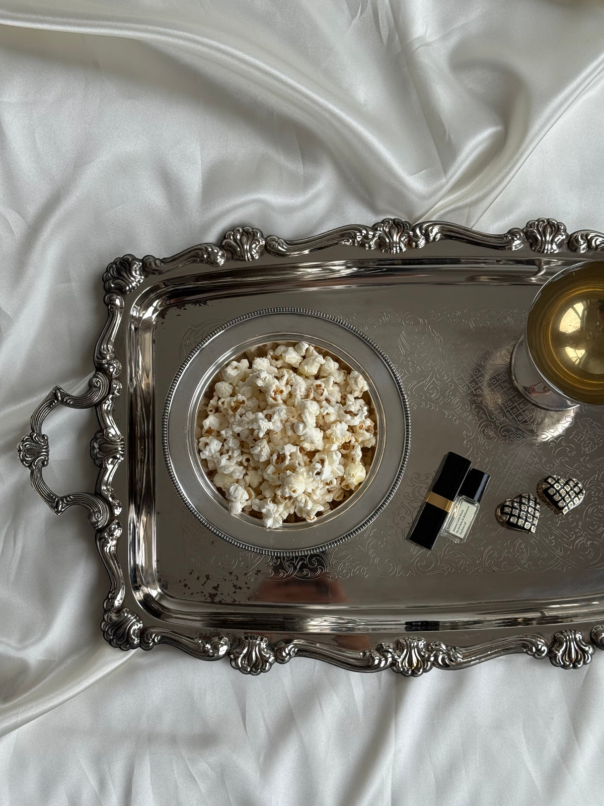 Vintage Silver-Plated Round Serving Bowl | Beaded Rim