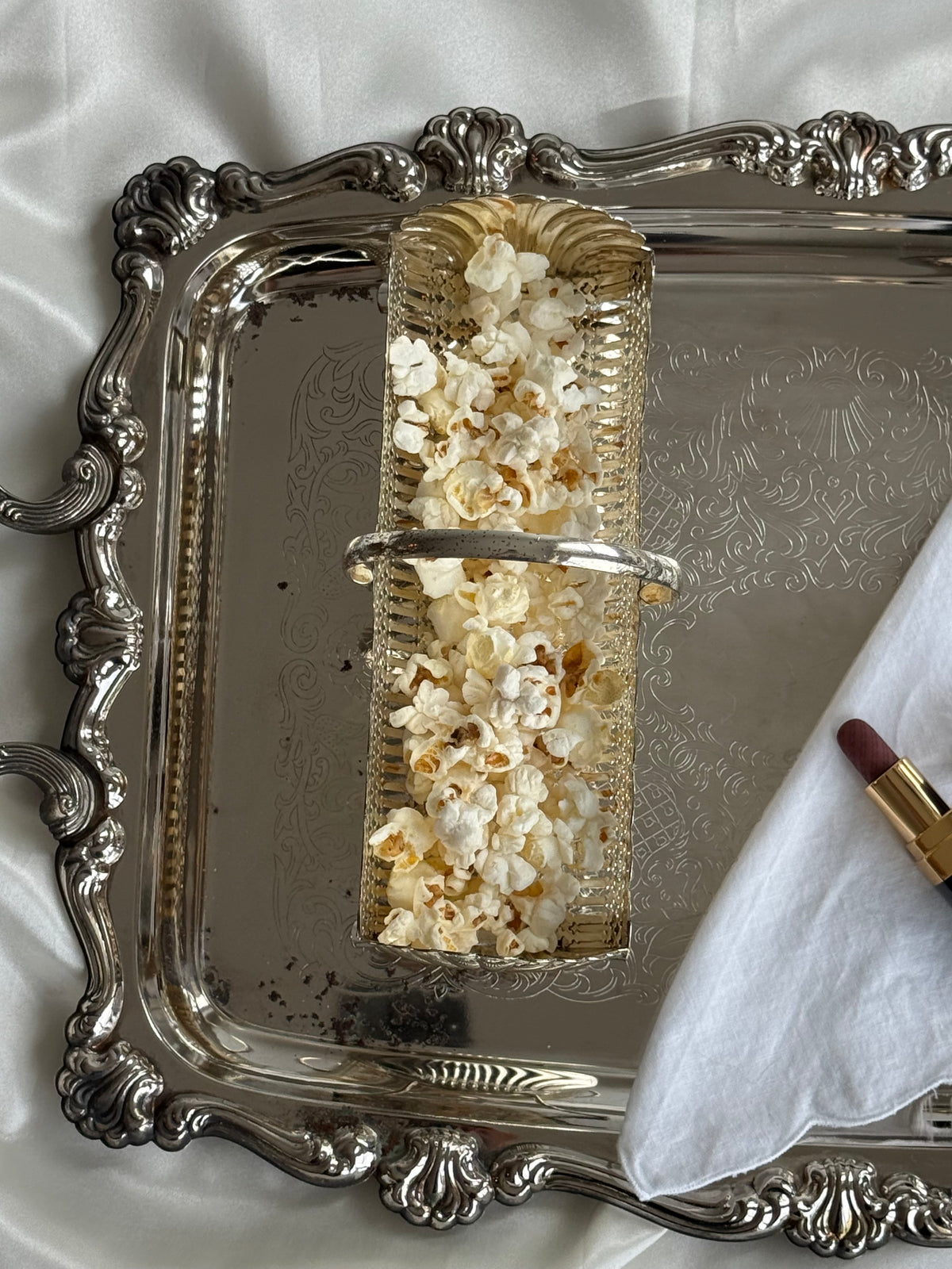 Vintage English-Style Silver-Plated Shell Motif Biscuit Tray – 8.5”