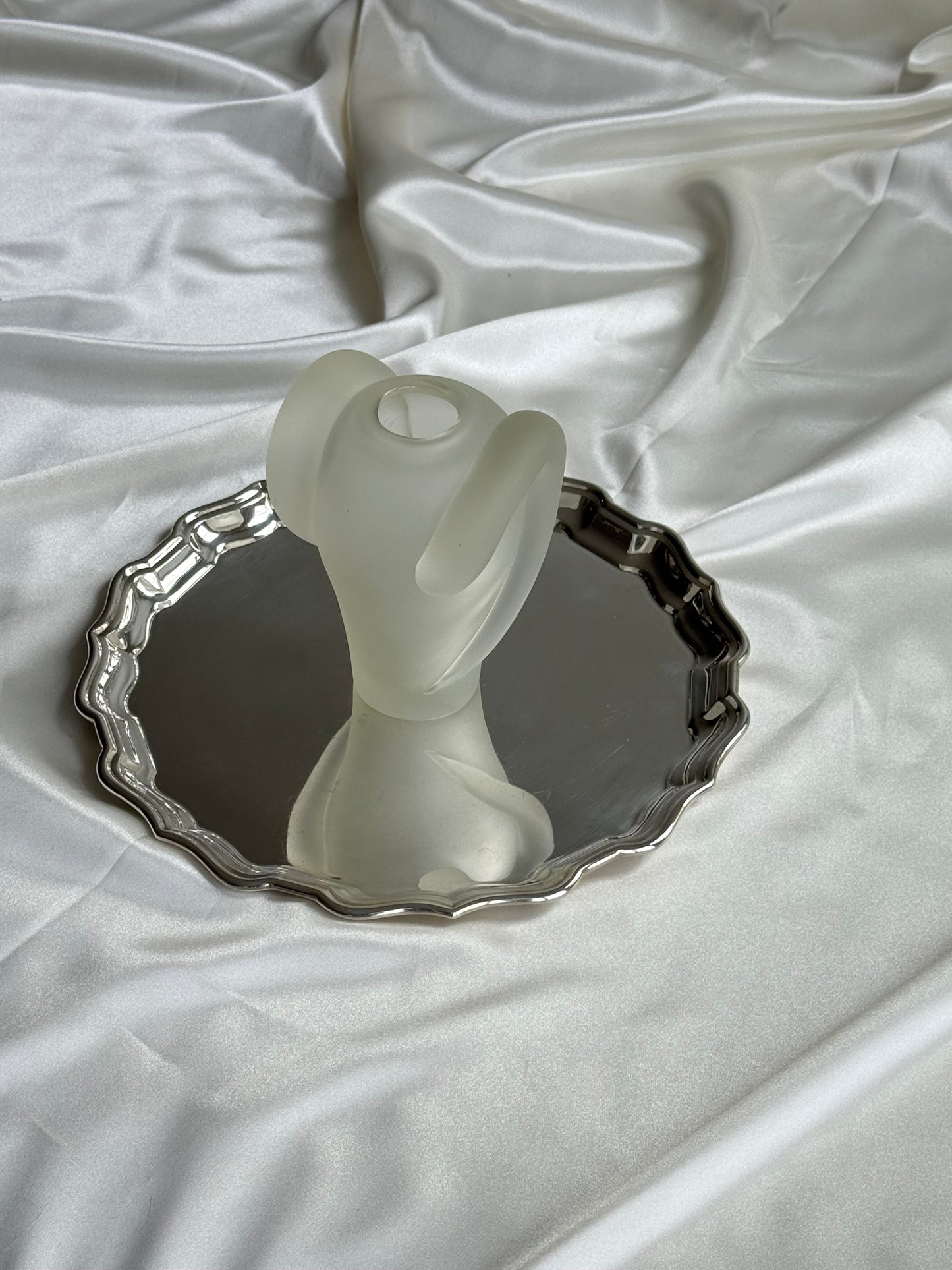 Vintage Sculptural Frosted Glass Vase