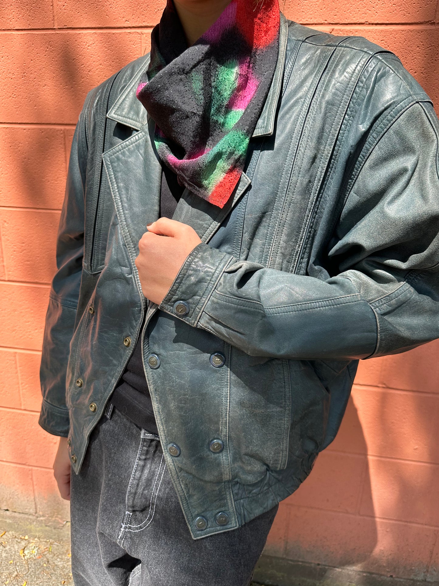 Vintage blue leather jacket