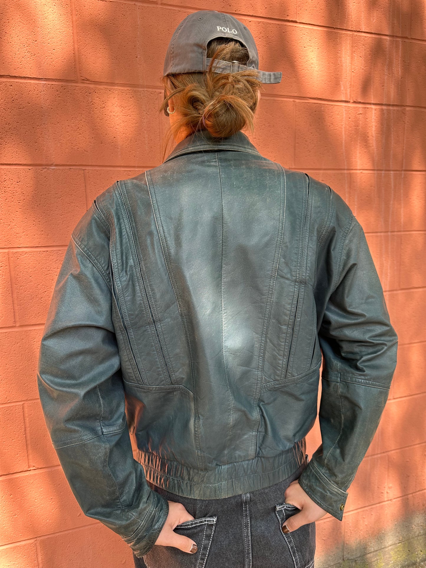 Vintage blue leather jacket