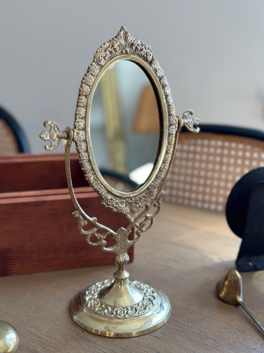 Vintage brass vanity mirror