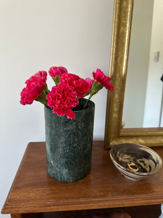 Green marble vase