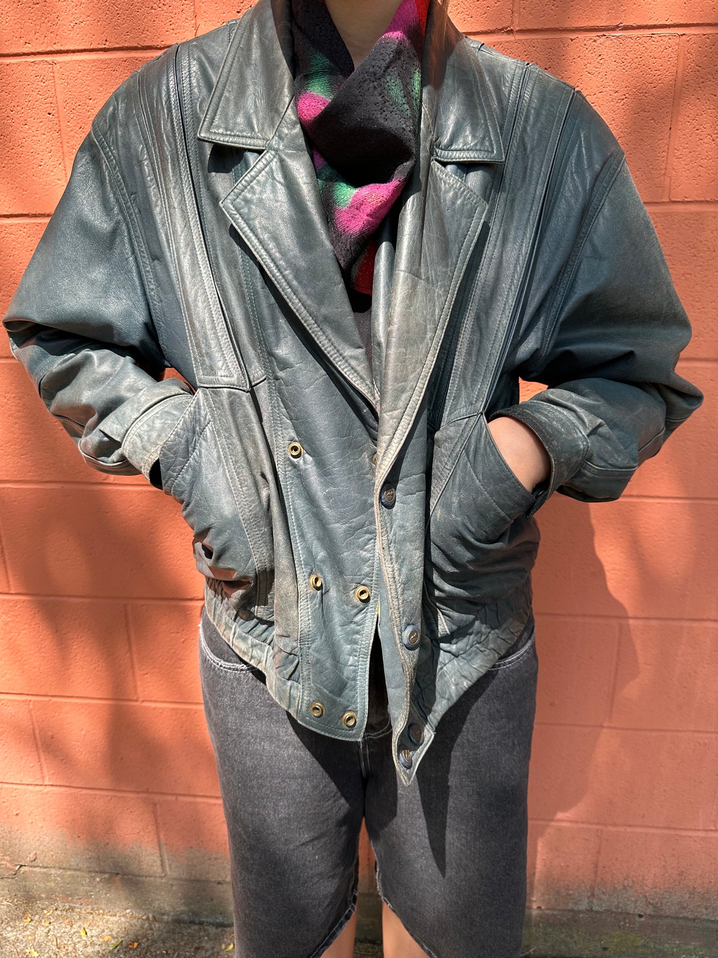 Vintage blue leather jacket