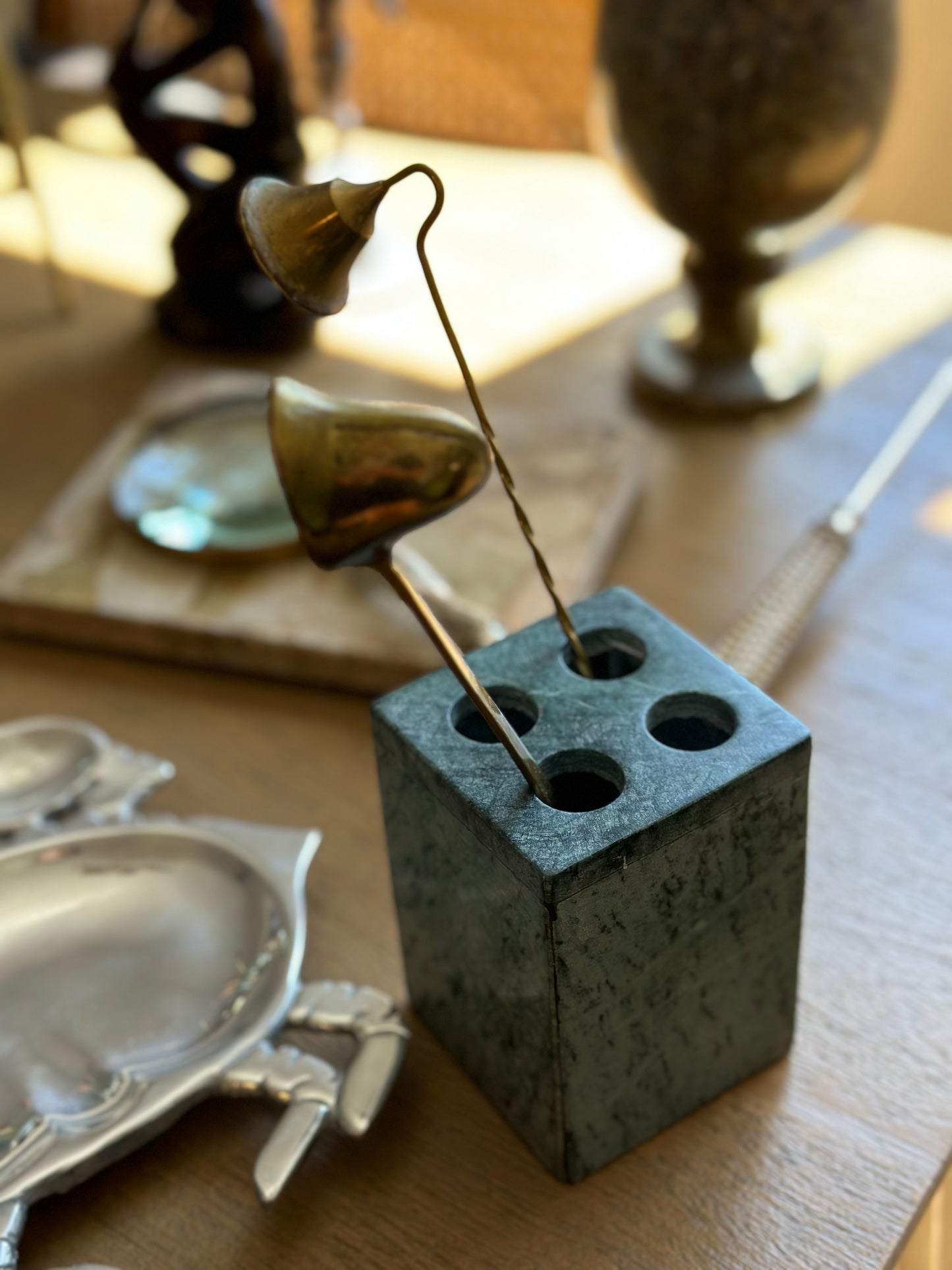 Green marble toothbrush holder