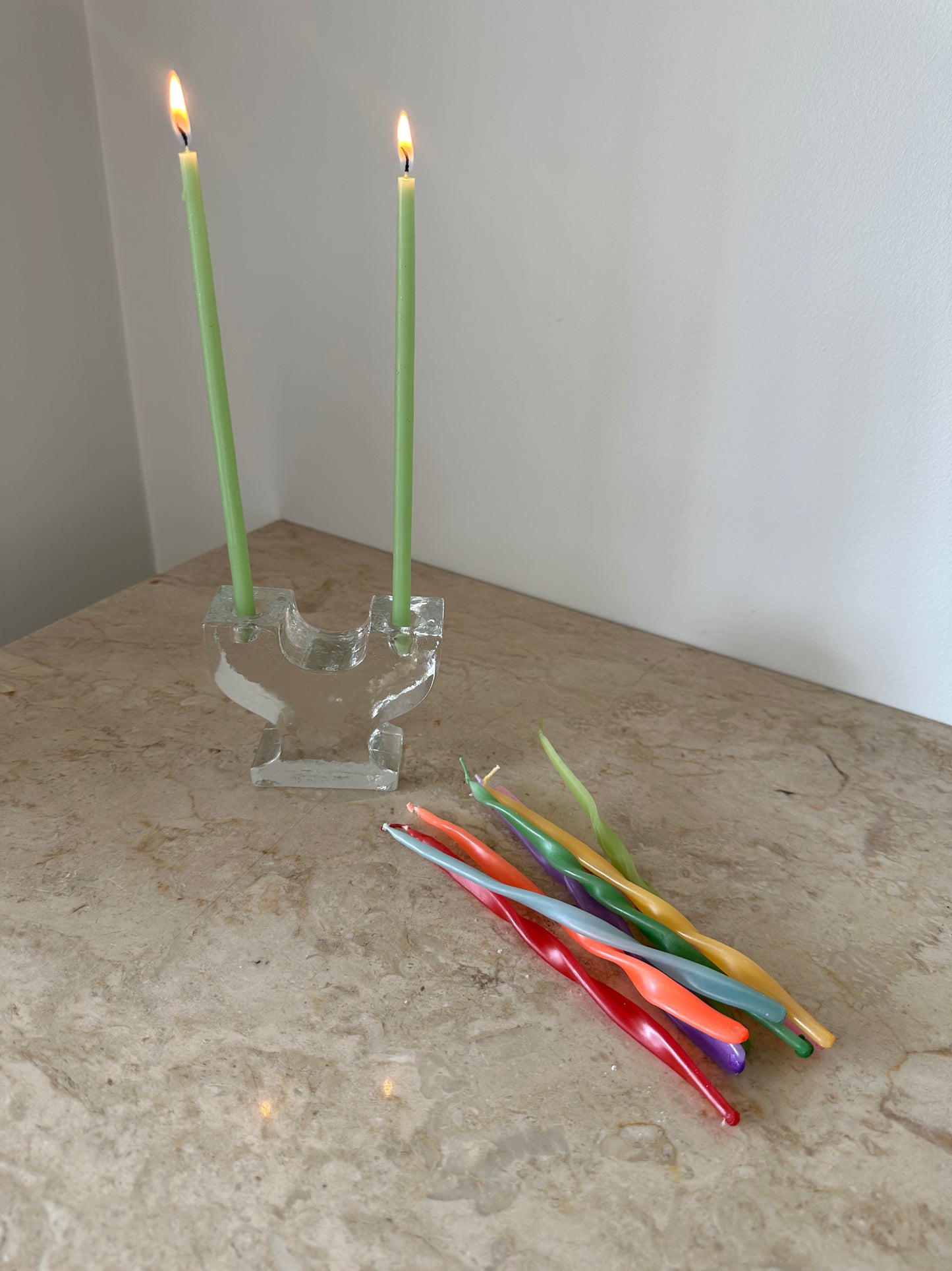 Vintage glass candelabra