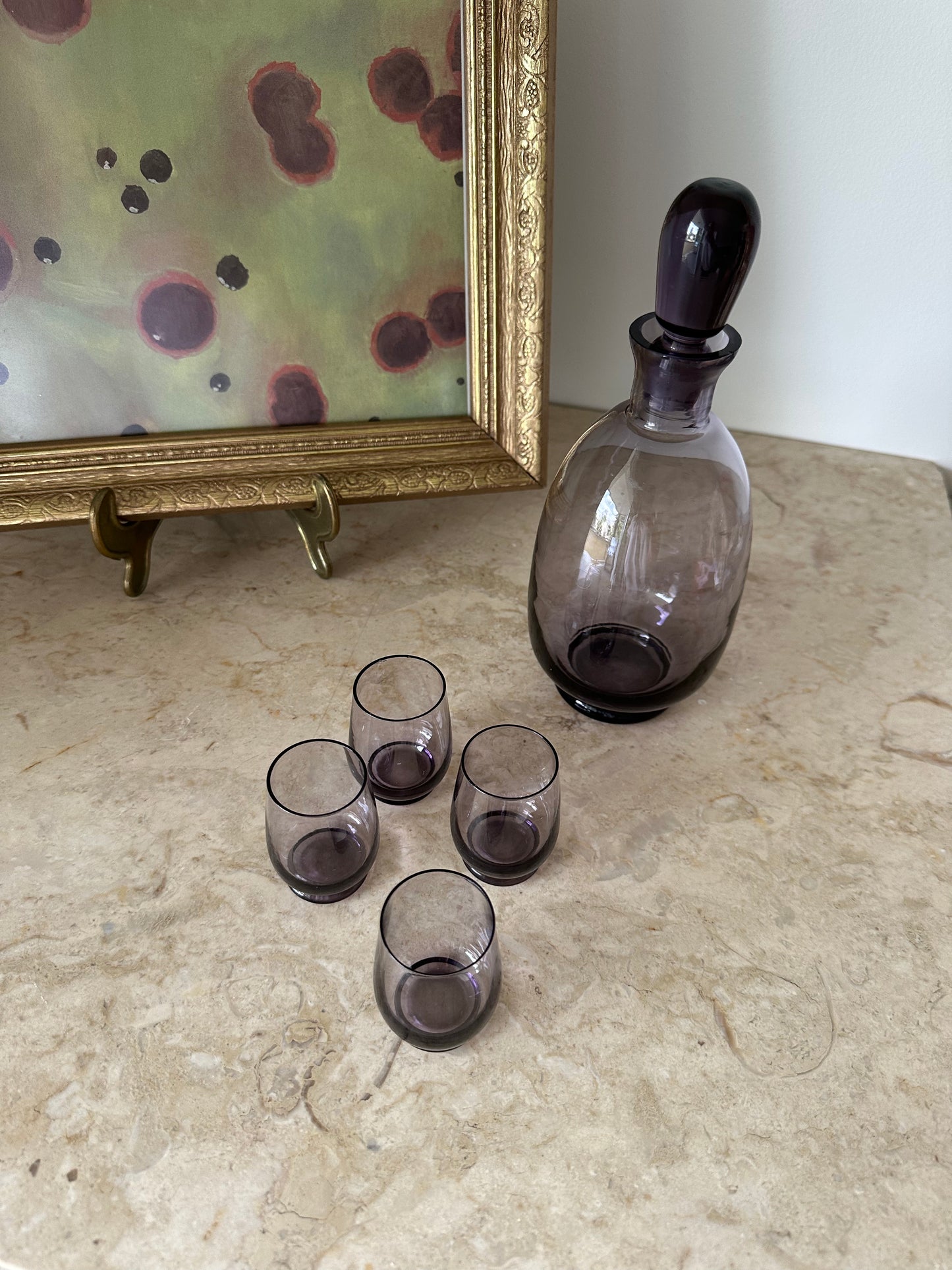 Vintage carafe and shot glasses