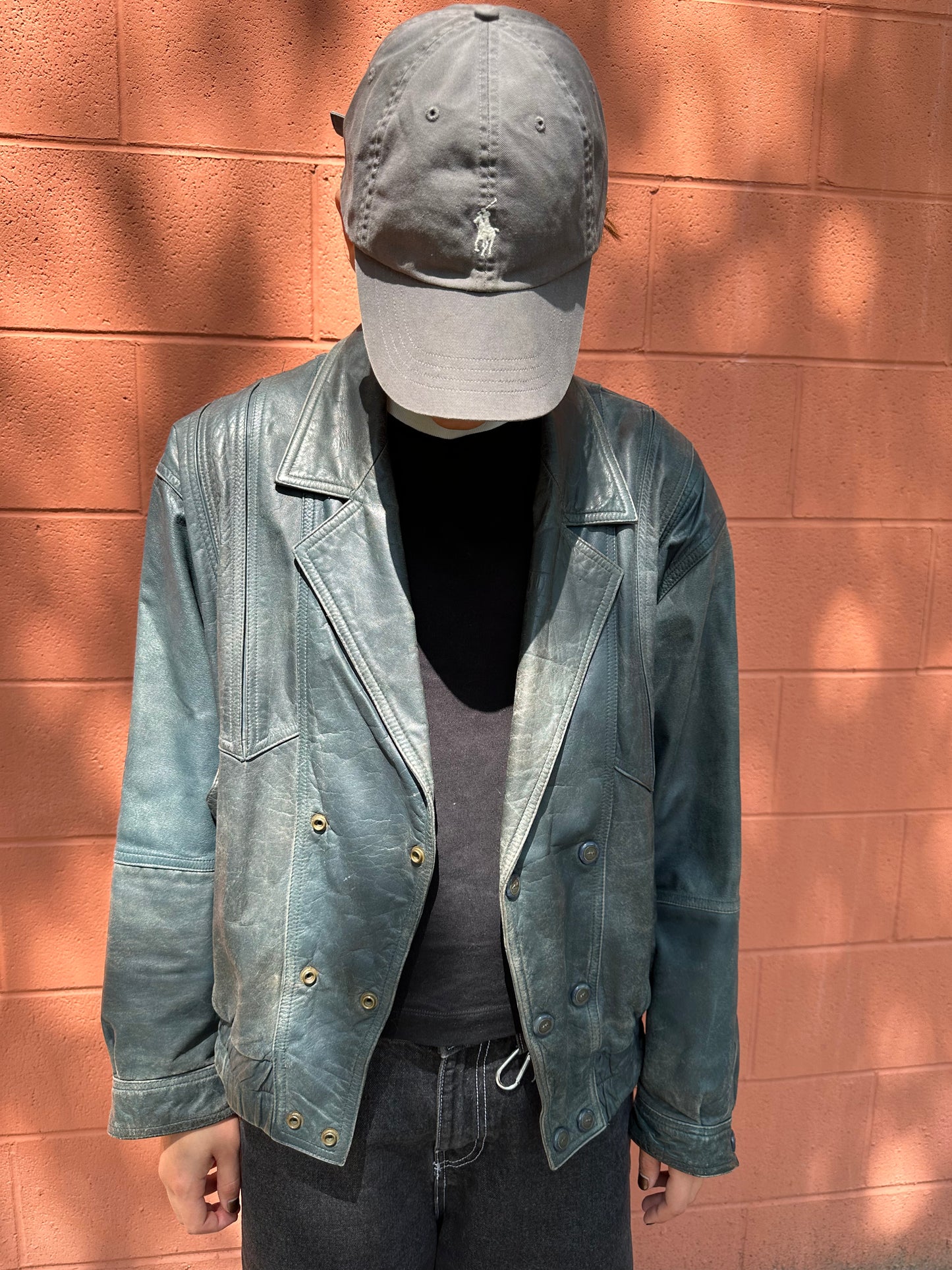 Vintage blue leather jacket