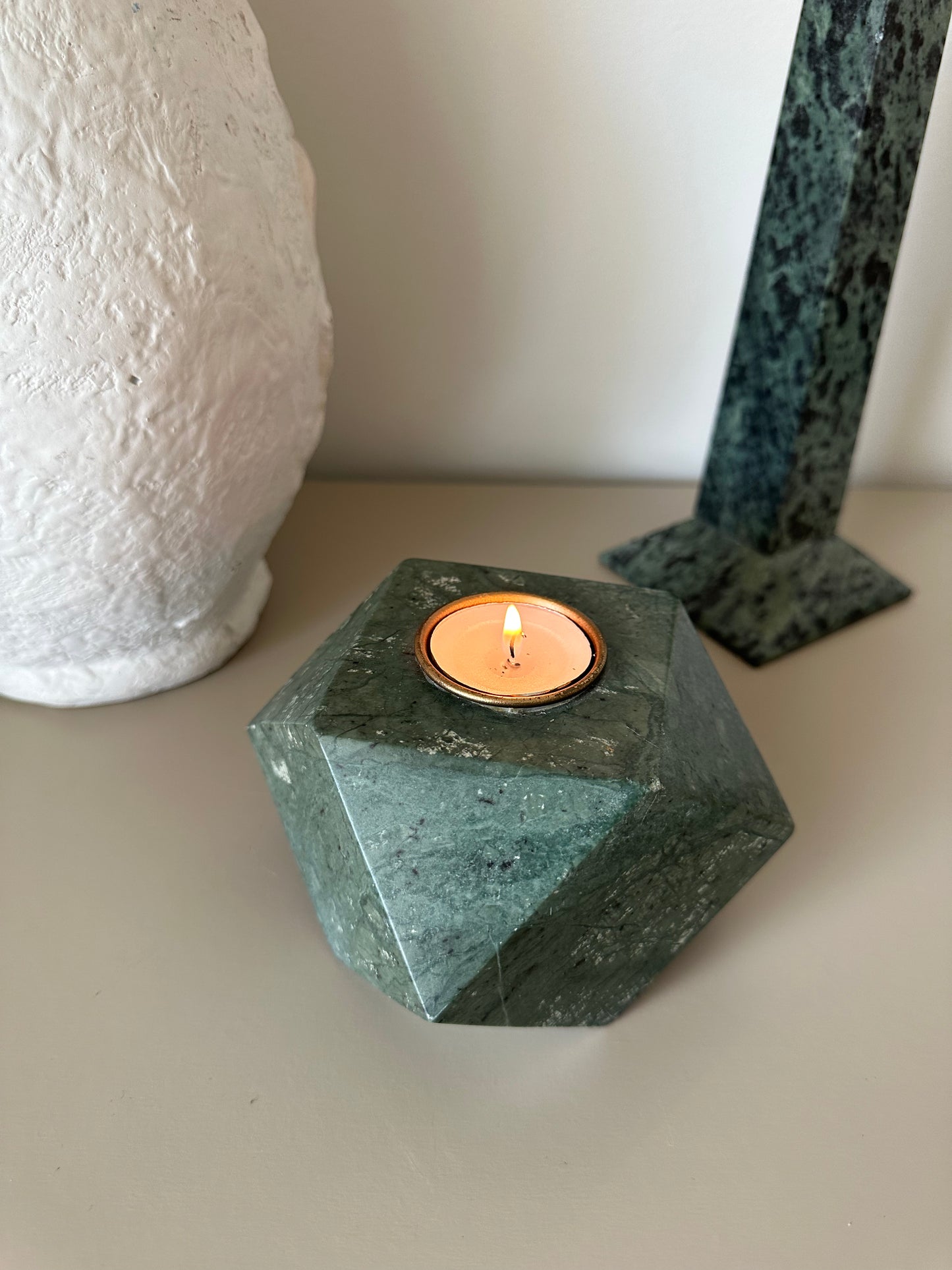 Geometric marble tealight holders