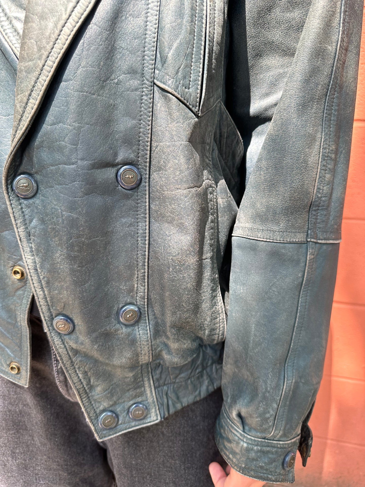 Vintage blue leather jacket