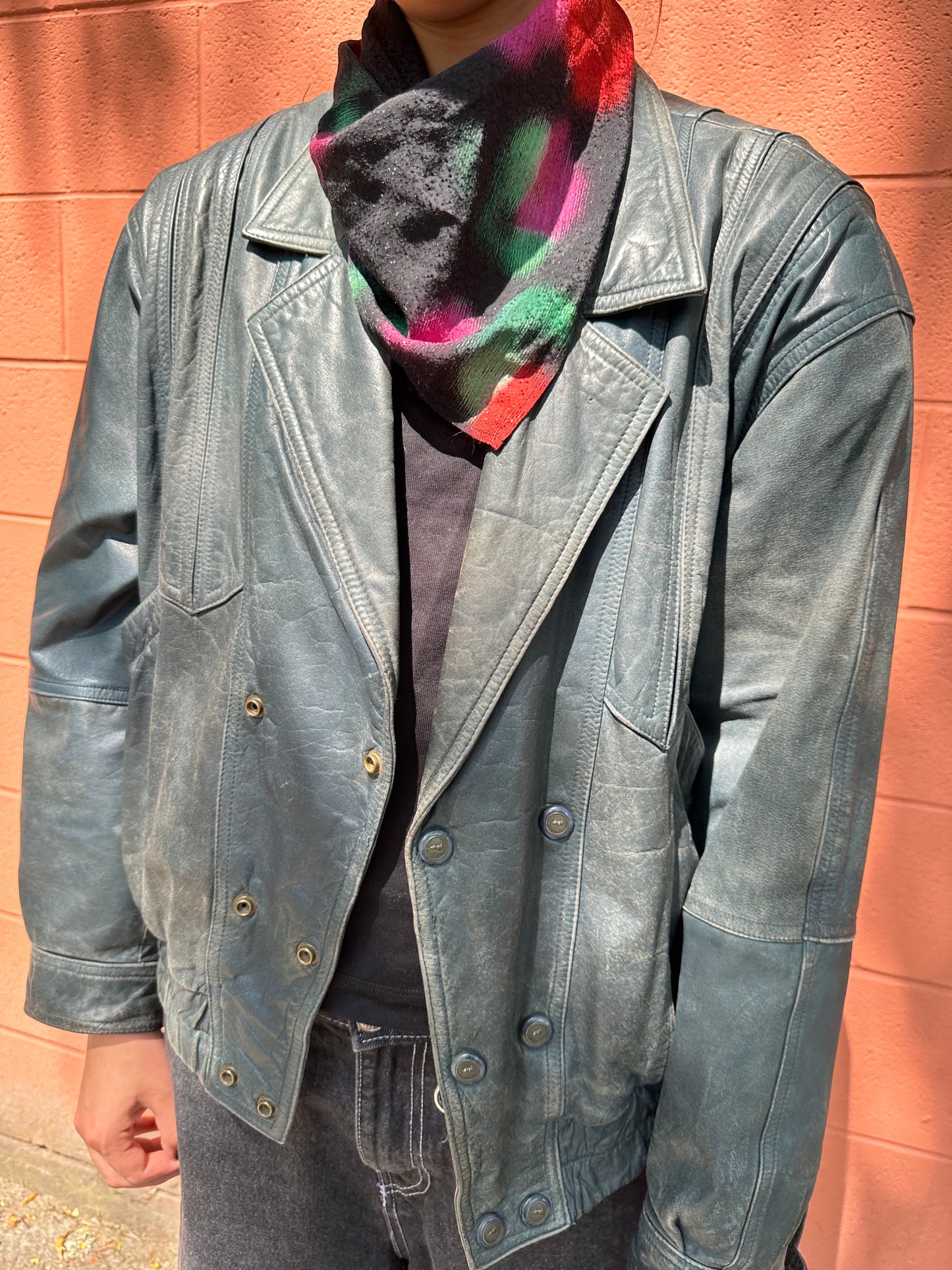 Vintage blue leather jacket