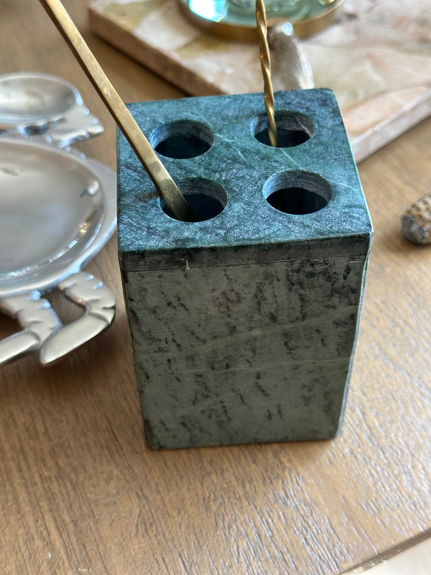 Green marble toothbrush holder