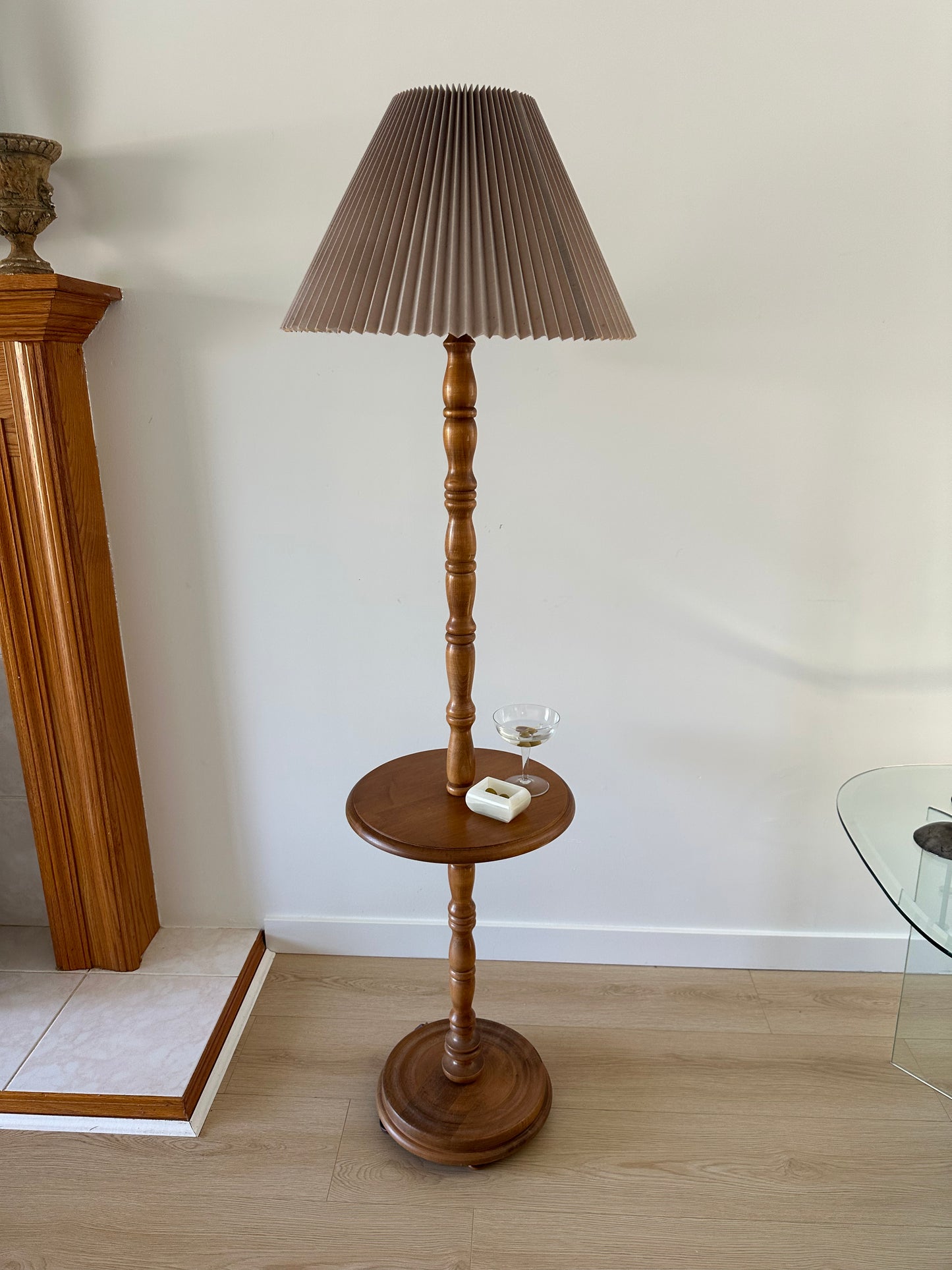 Vintage wooden floor lamp