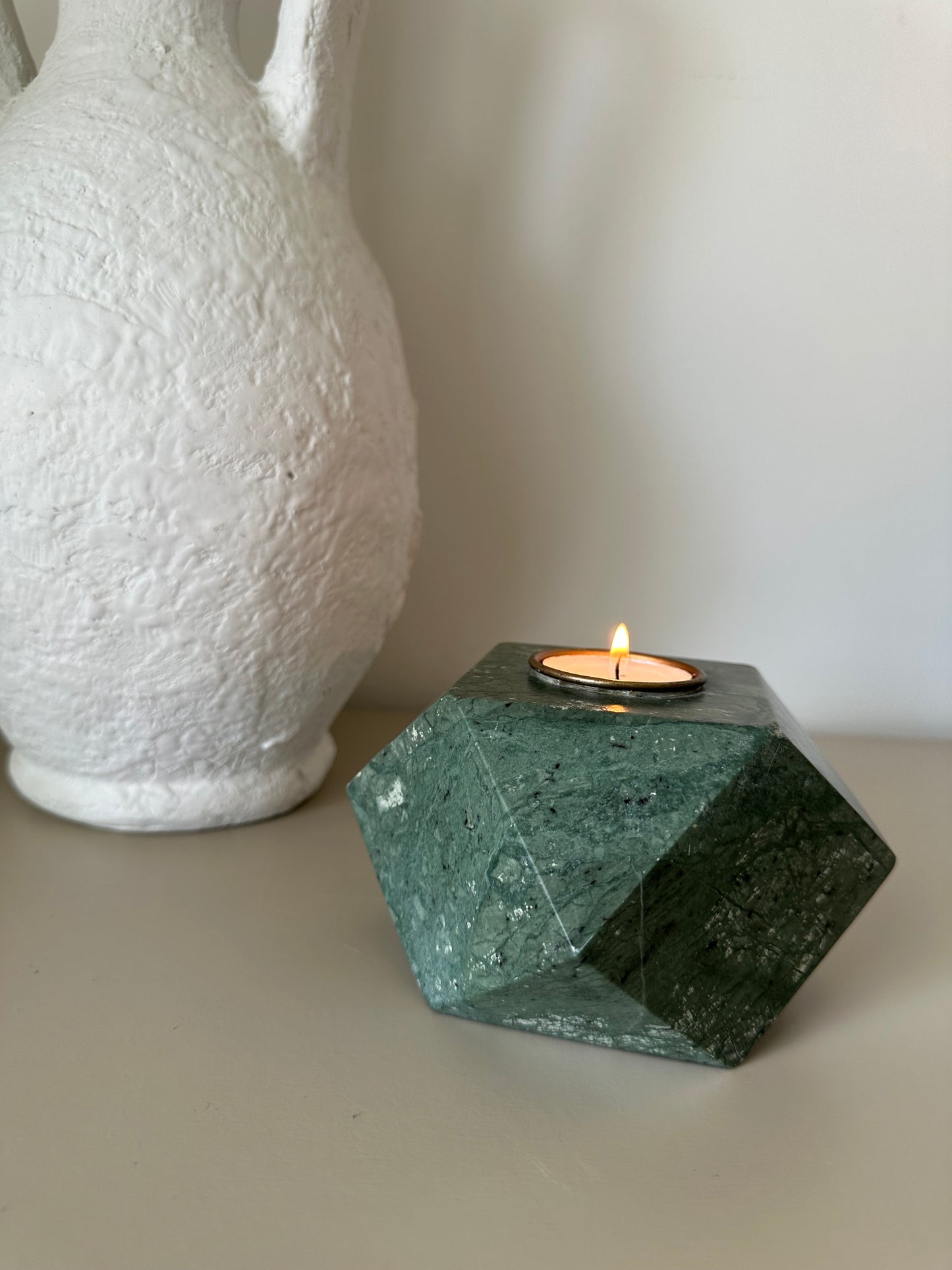 Geometric marble tealight holders