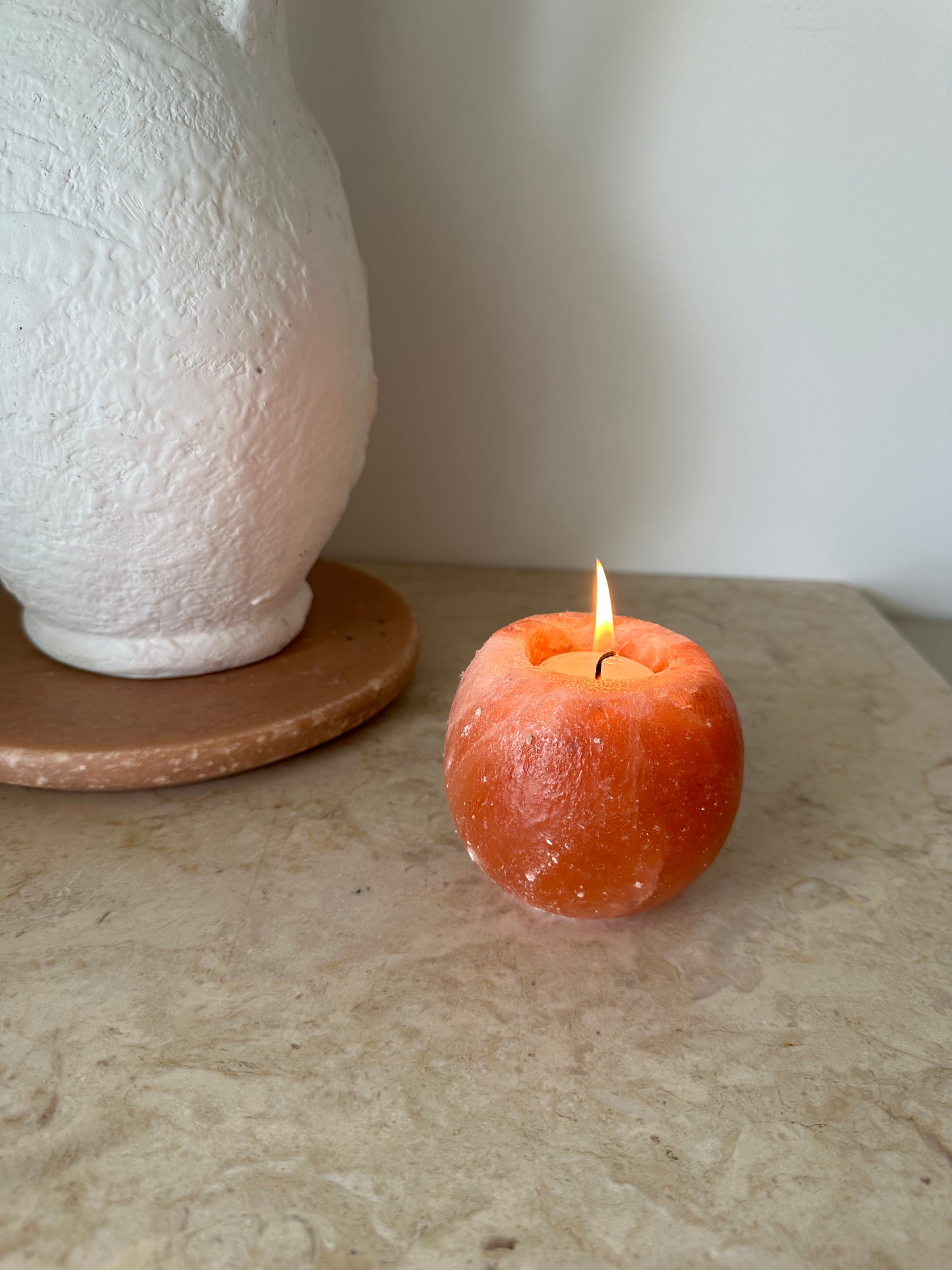 Pink salt tealight holder