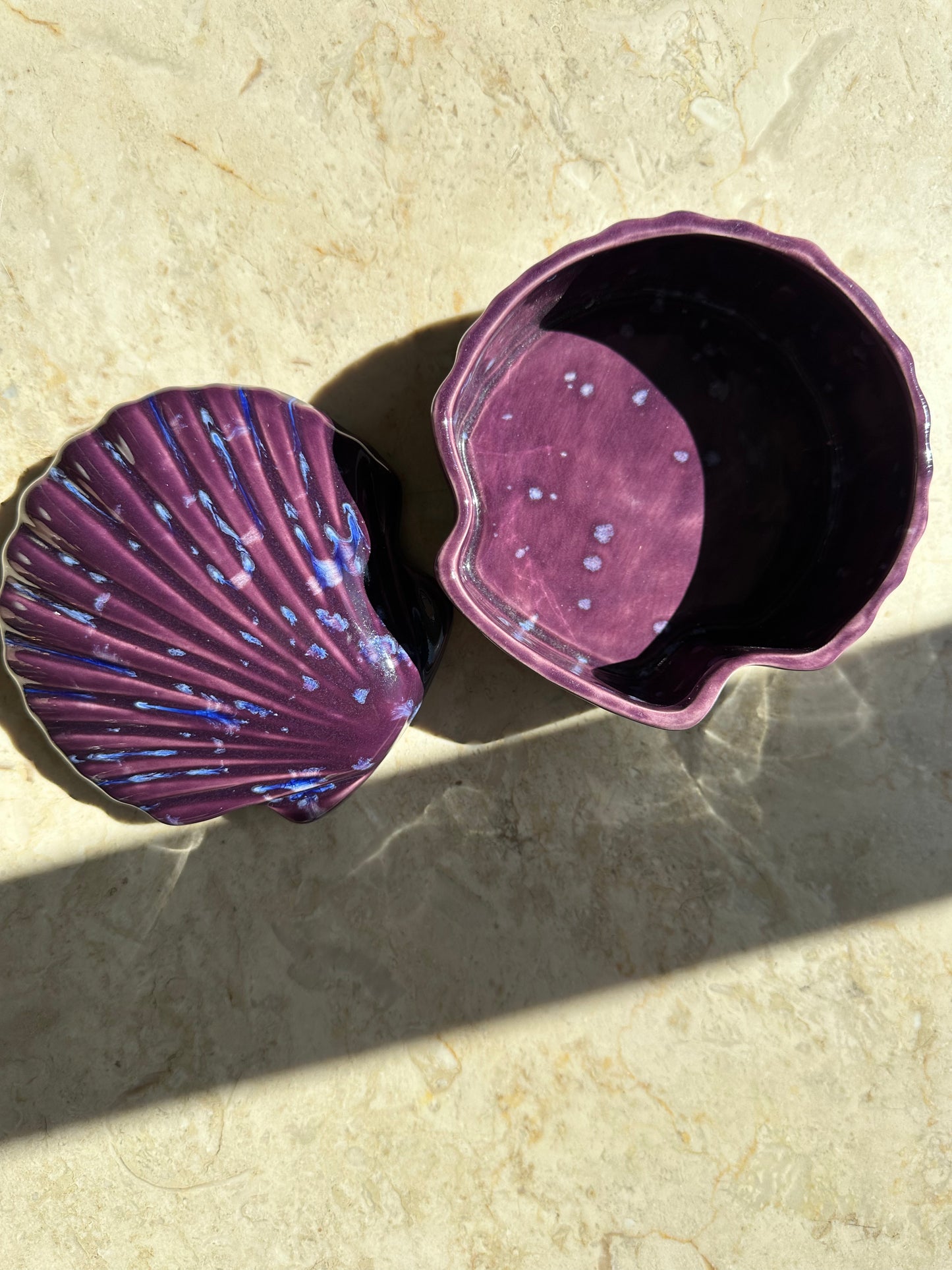 Purple ceramic shell box