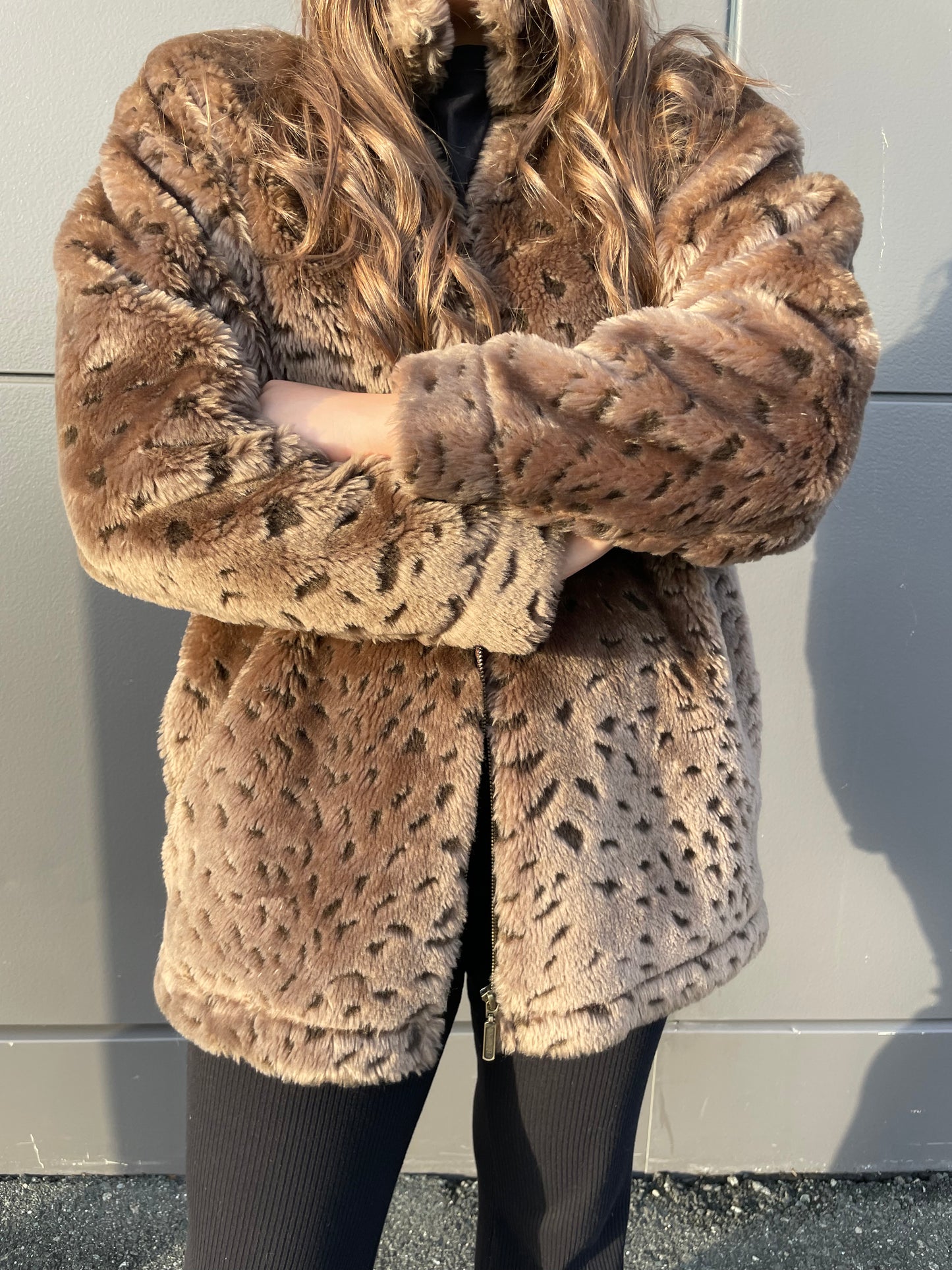 Leopard print plush jacket