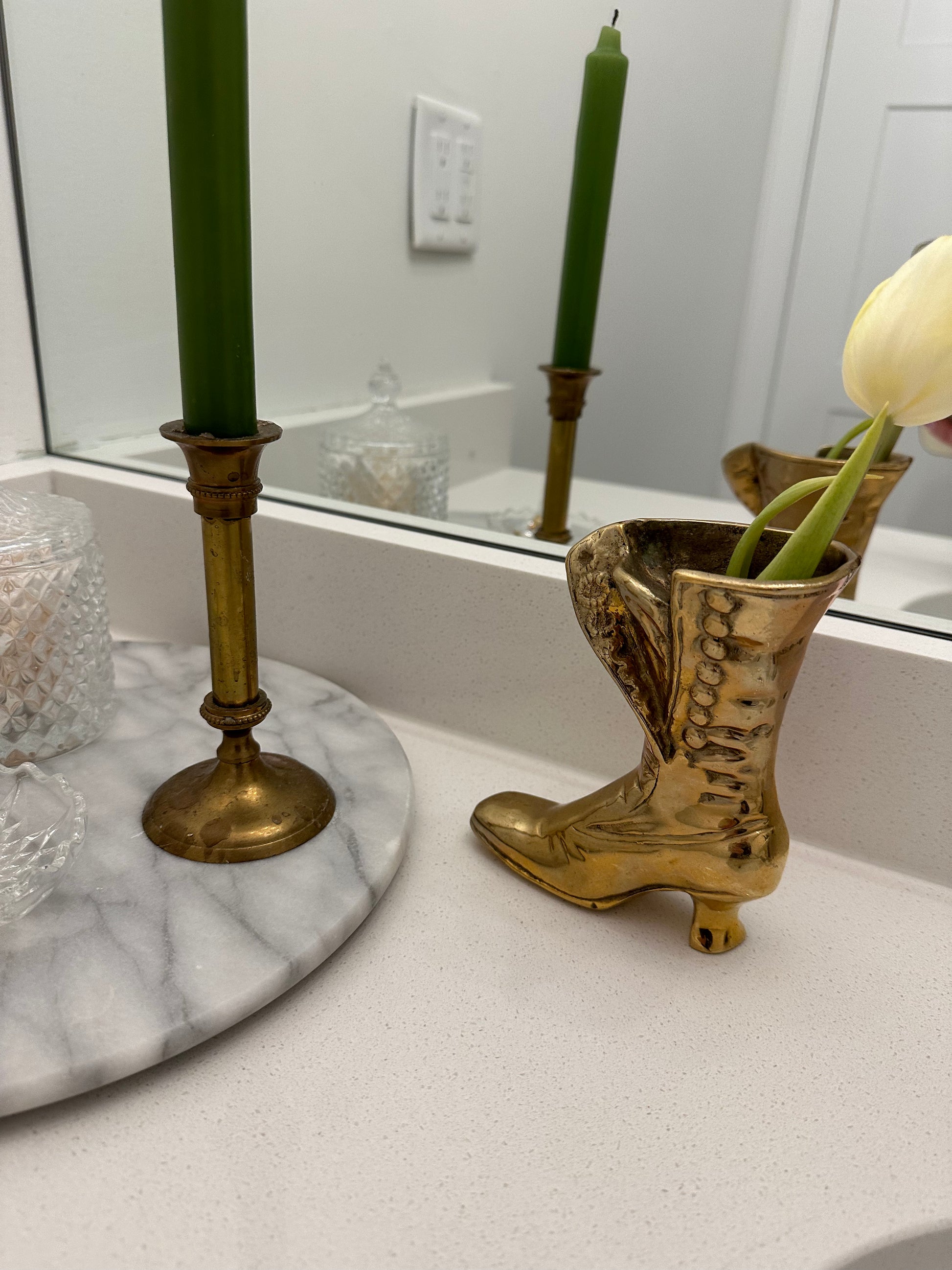 Vintage Brass Shoe Vase