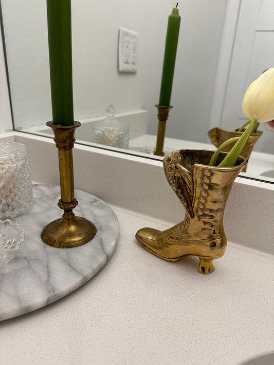 Vintage Brass Shoe Vase