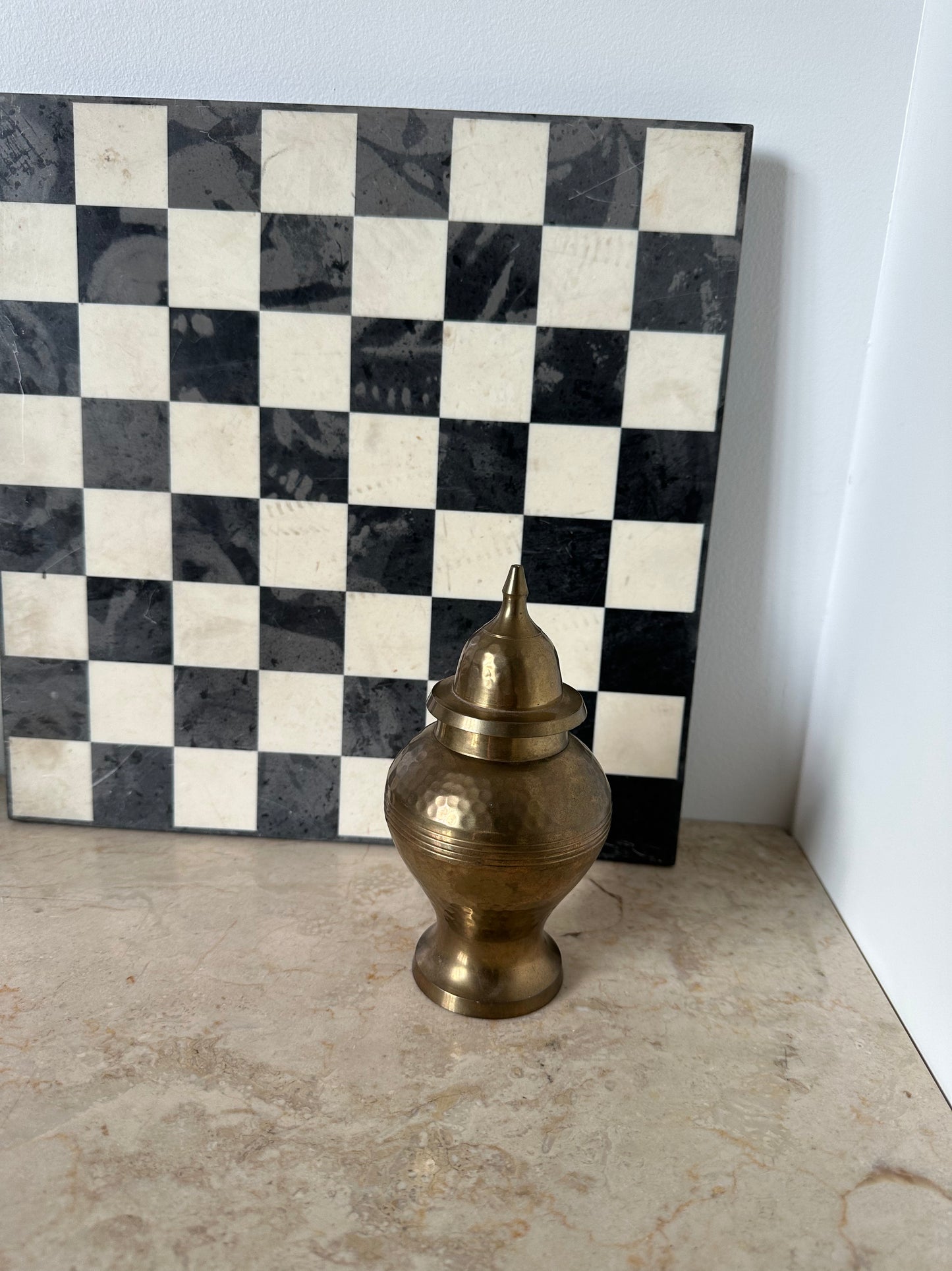 Small brass vase with lid