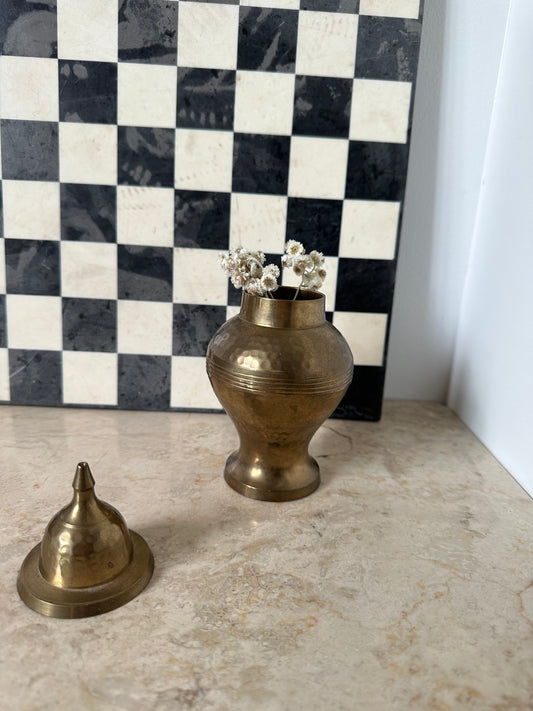 Small brass vase with lid