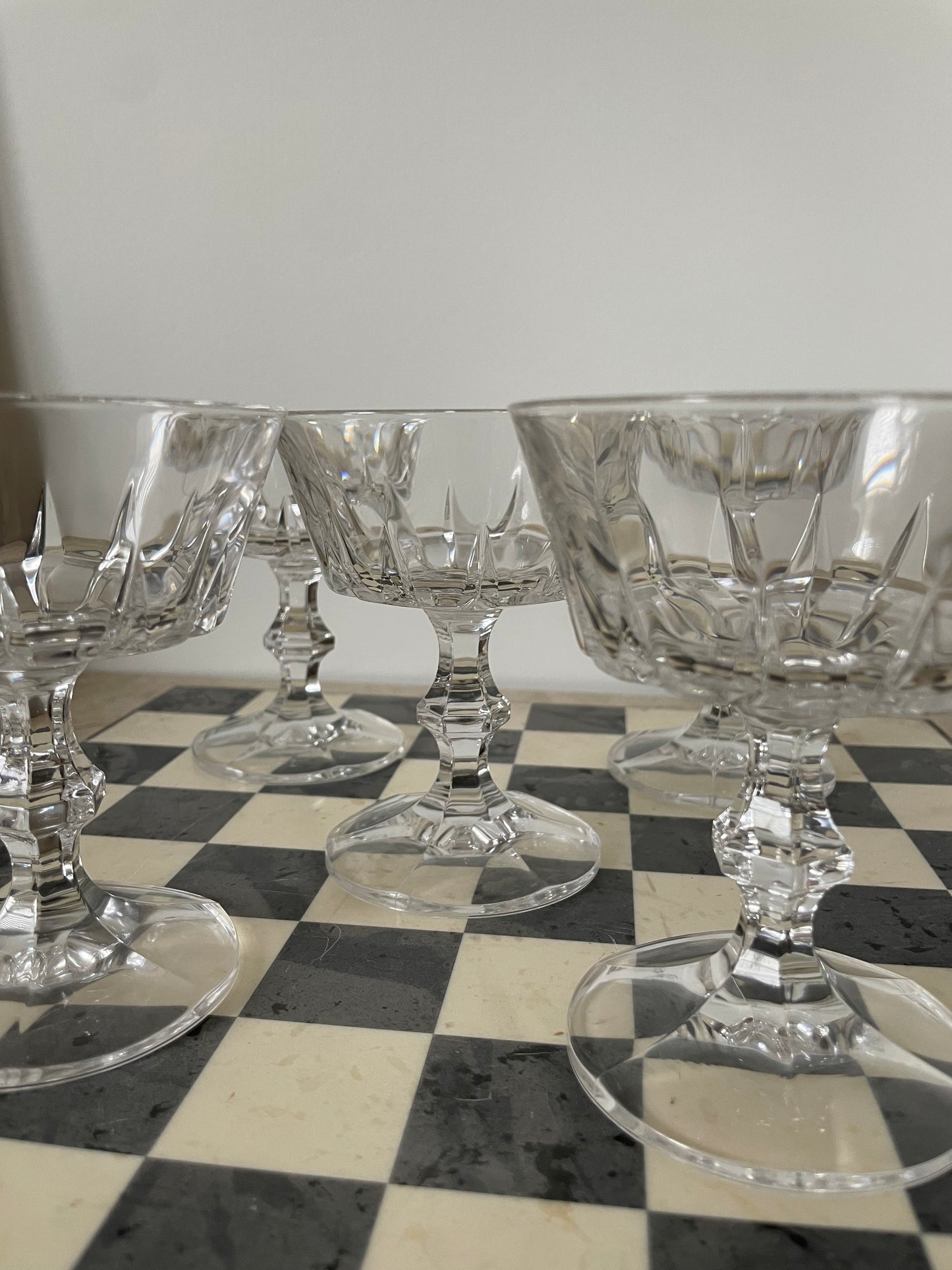 Five crystal Champagne glasses