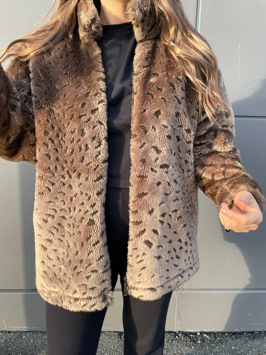 Leopard print plush jacket