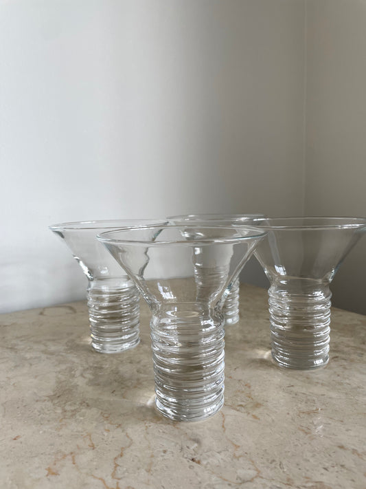 Set of four Martini style glasses