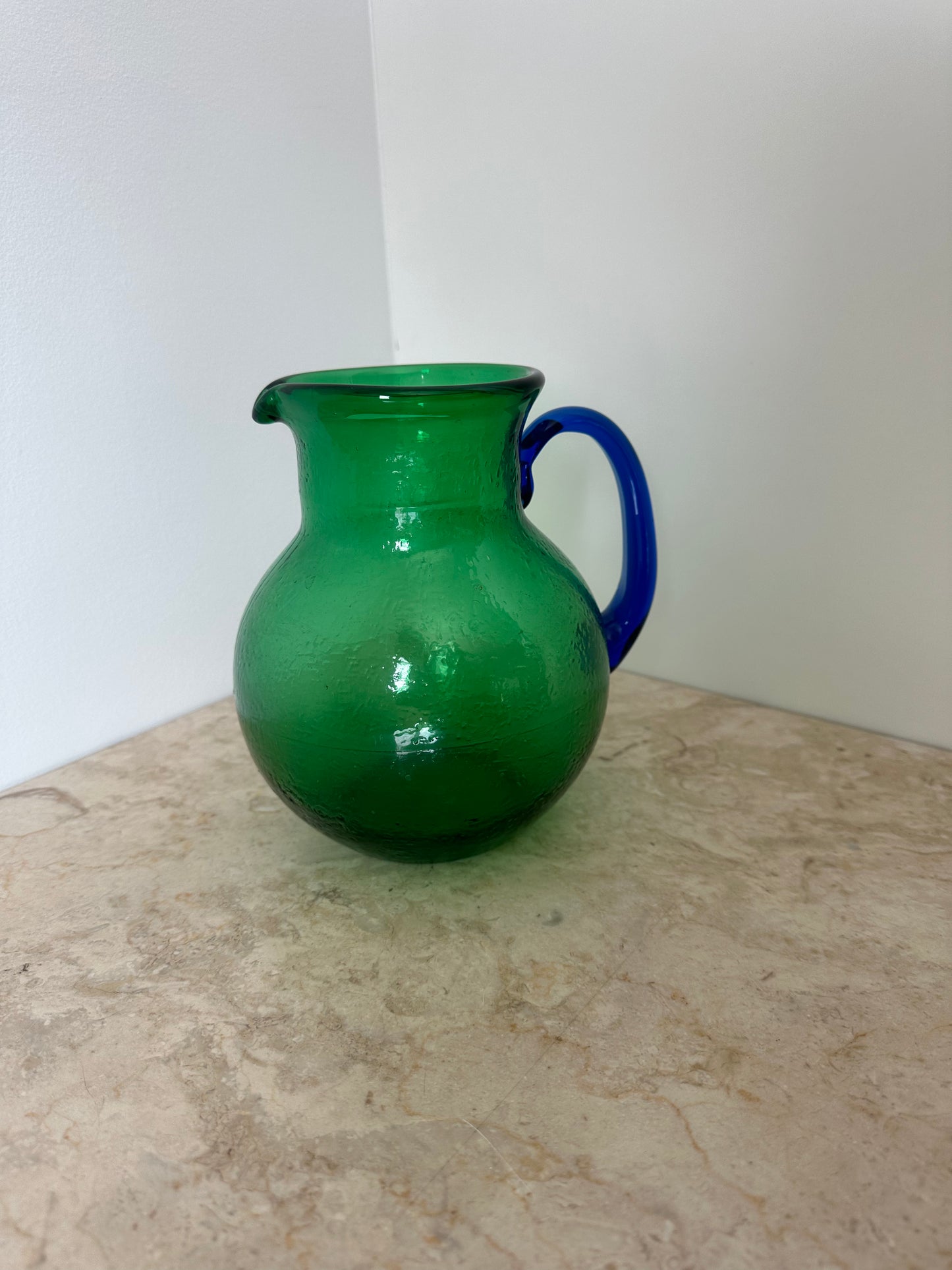 Vintage green glass pitcher