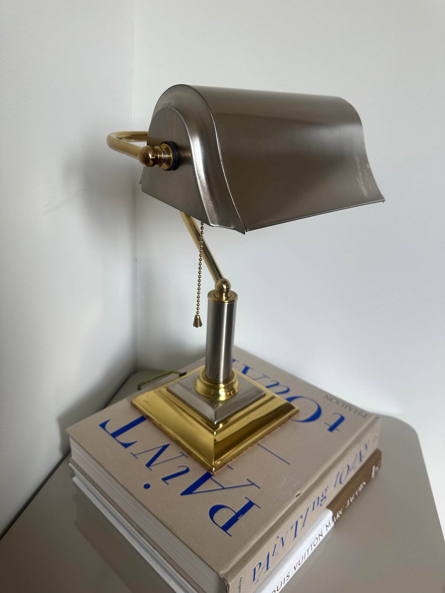 Silver and gold bankers lamp