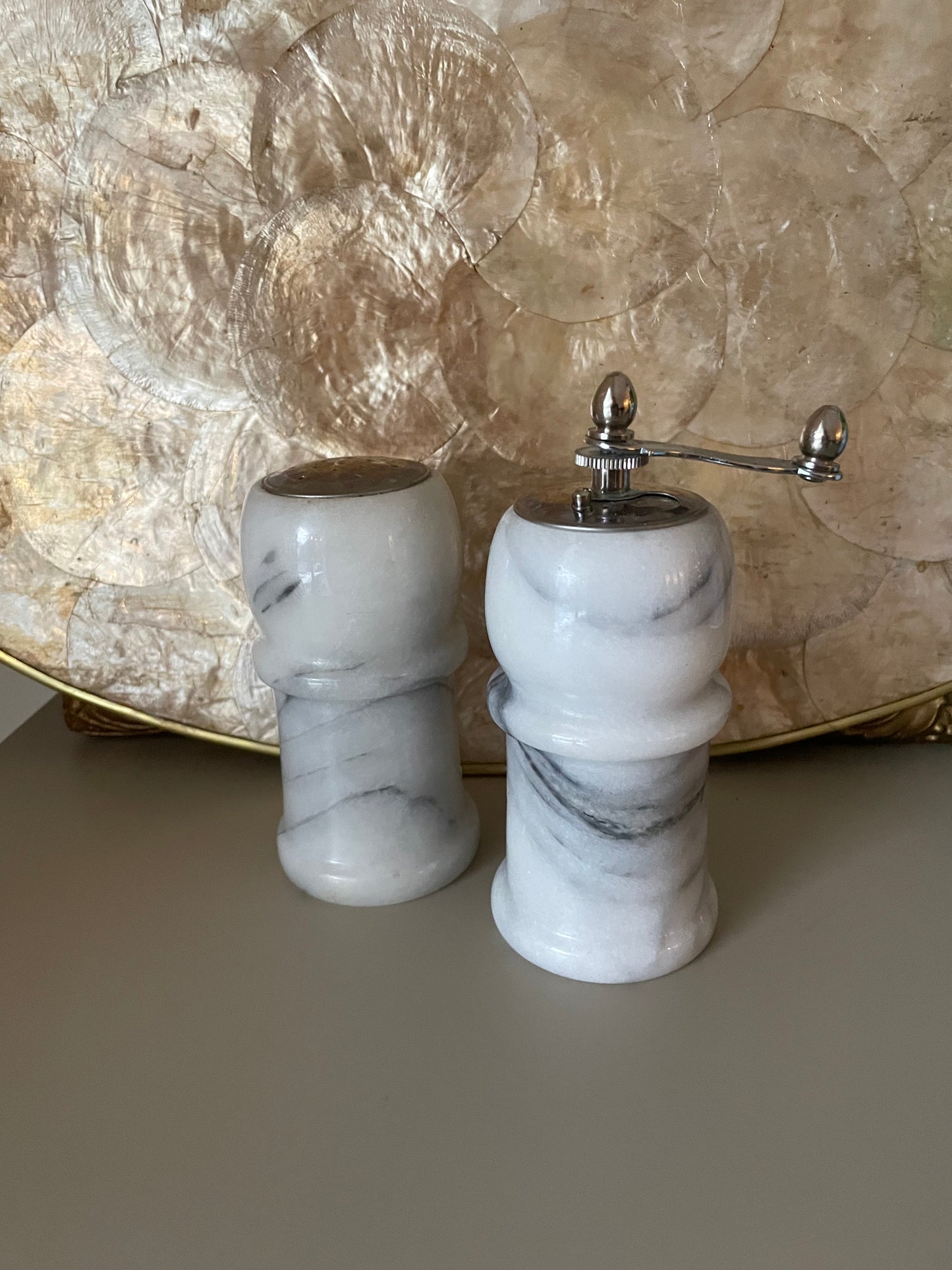 Marble salt and pepper holders