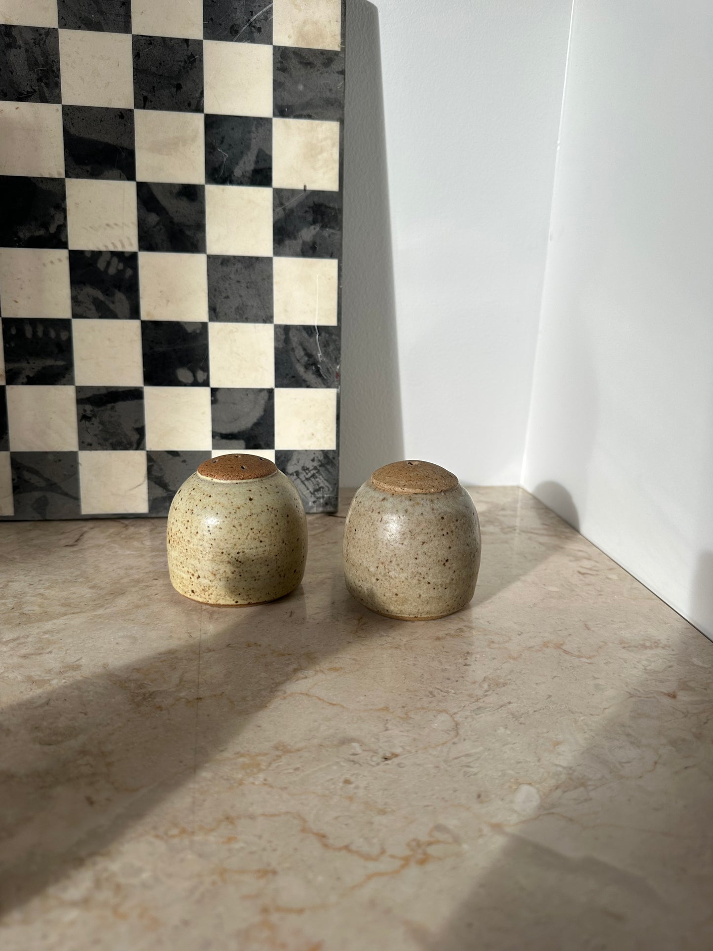 Pottery salt and pepper shakers