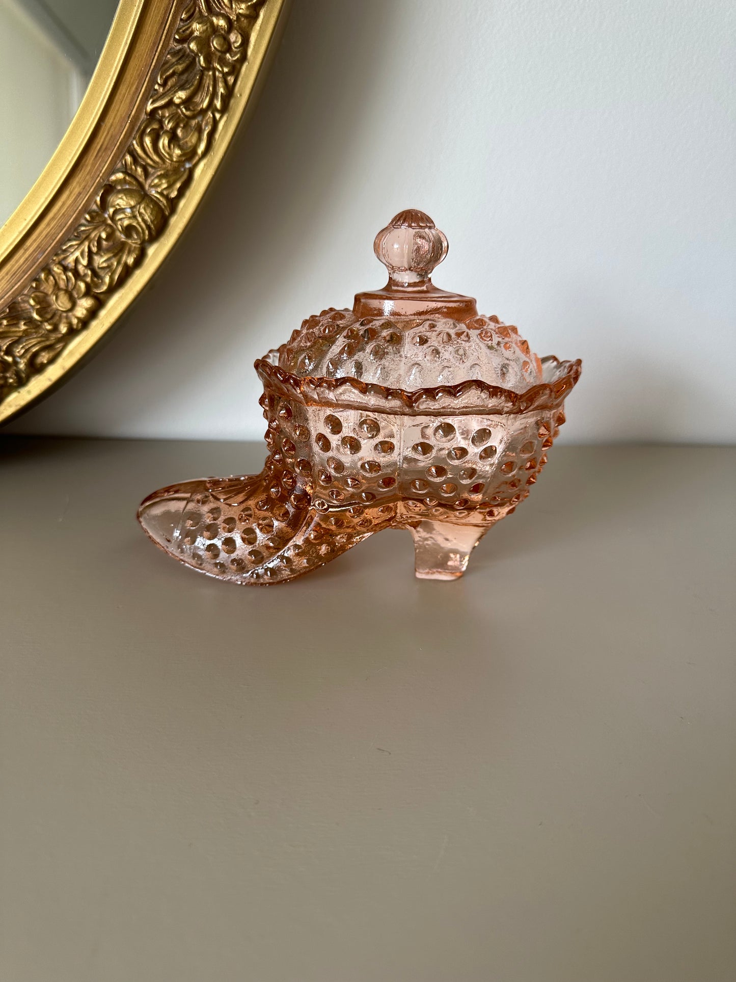 Pink glass sugar holder