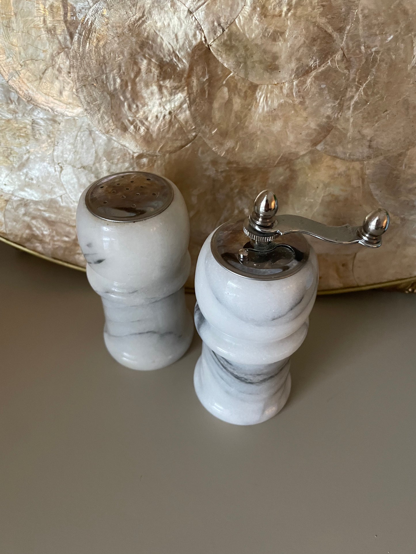 Marble salt and pepper holders