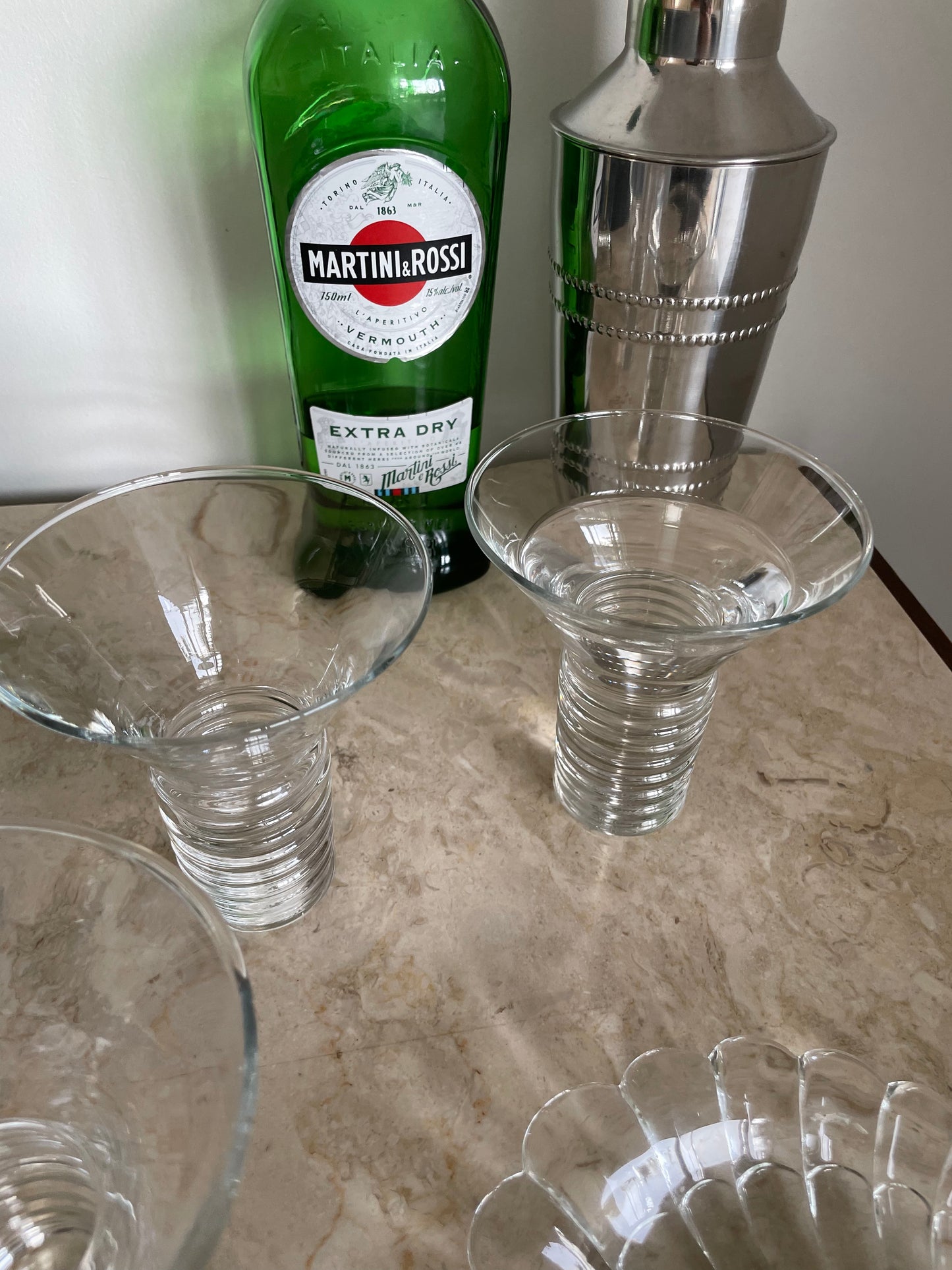 Set of four Martini style glasses