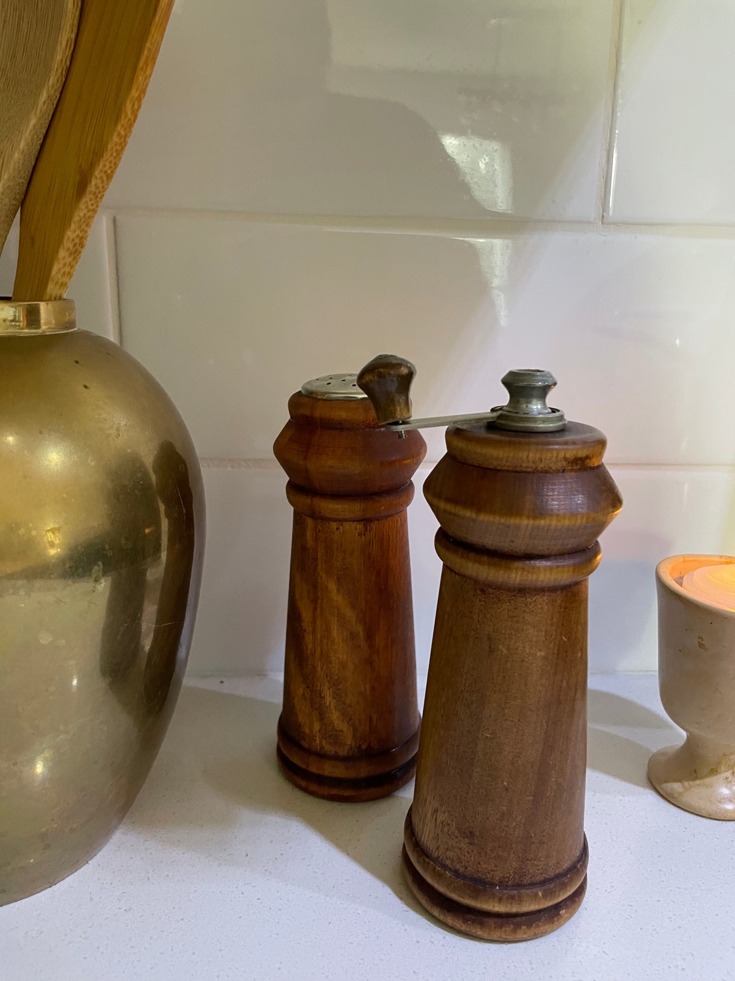 Wooden salt and pepper shakers