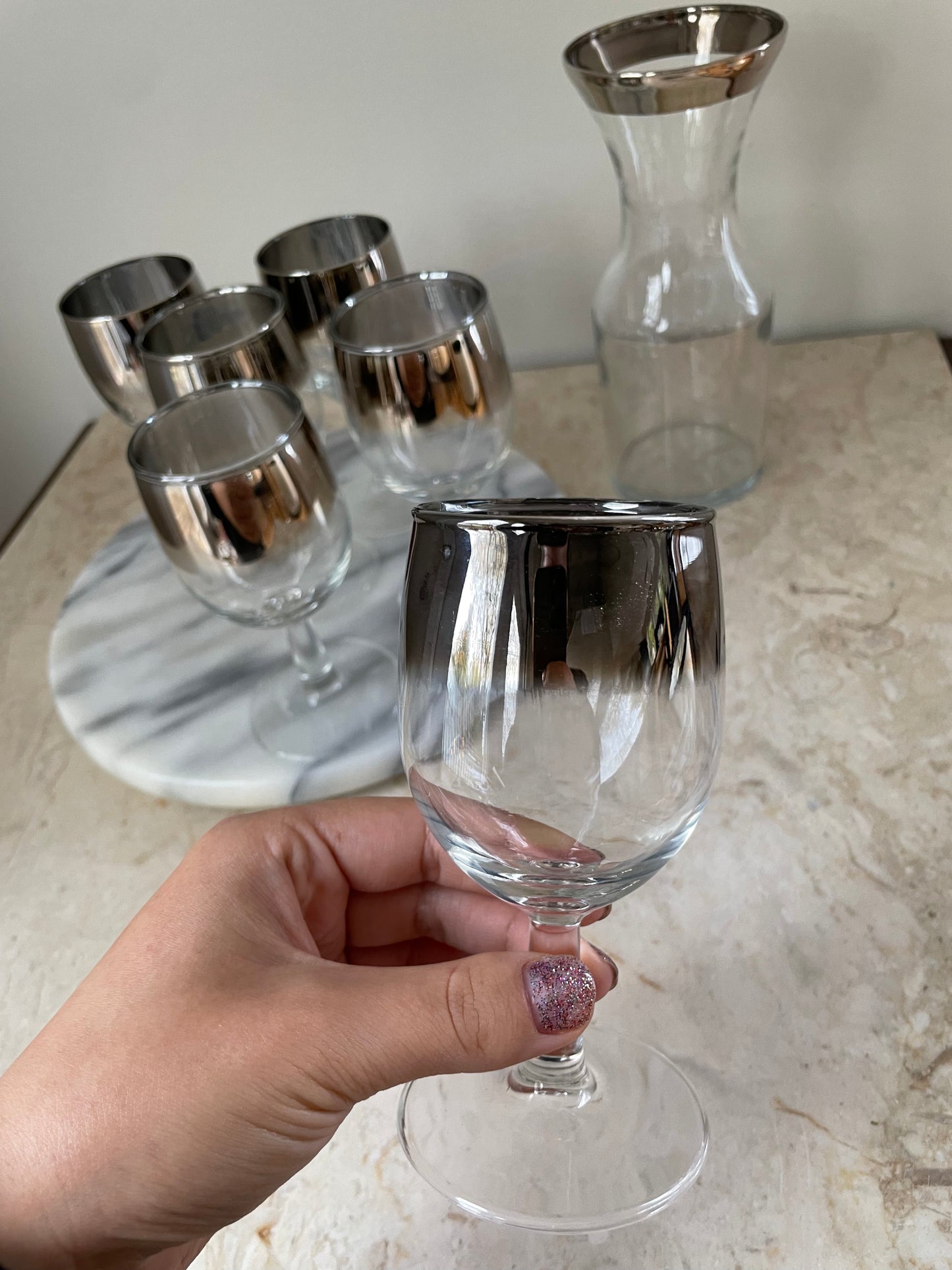 Set of wine glasses silver fade