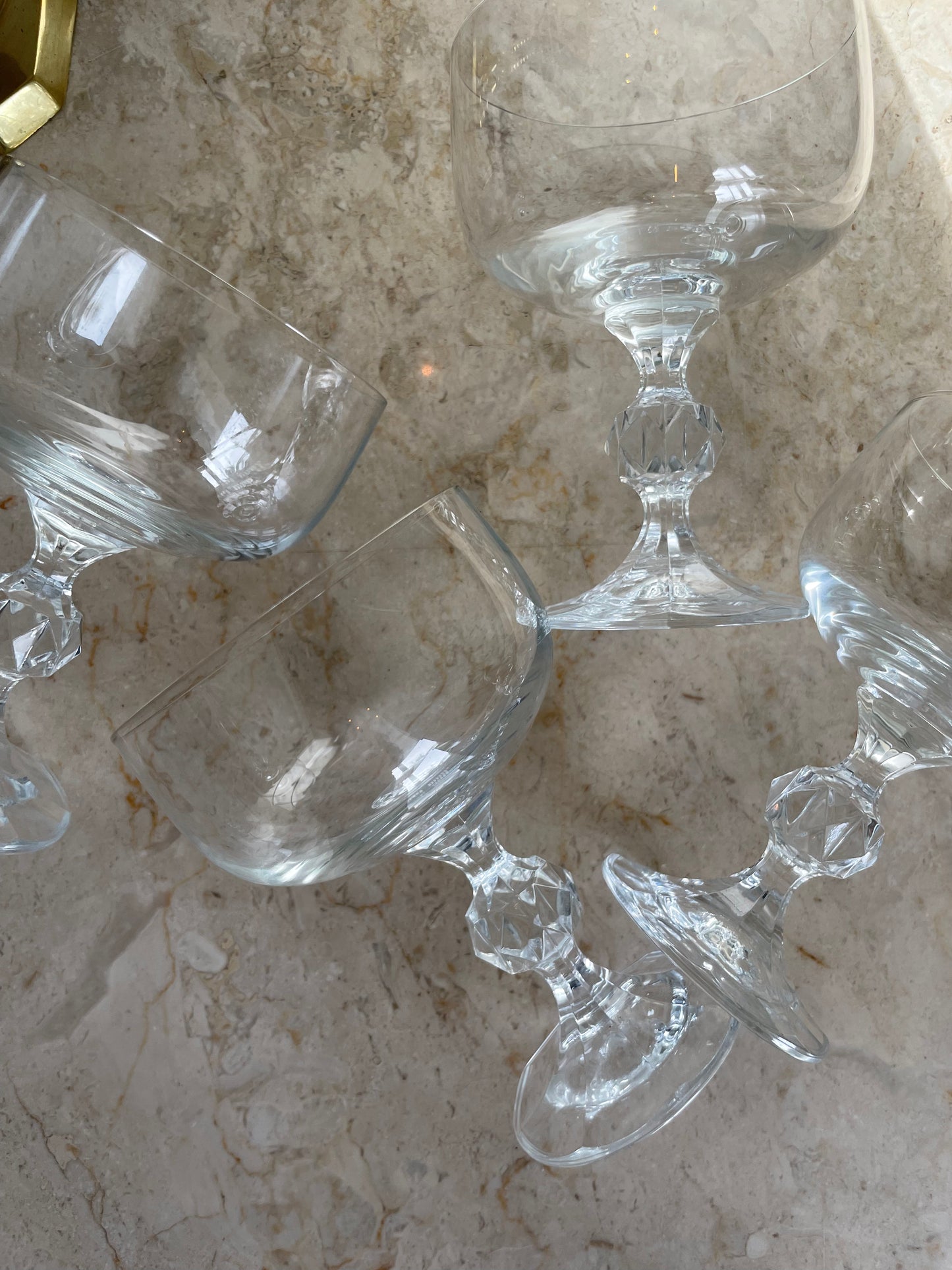 Six Vintage champagne glasses