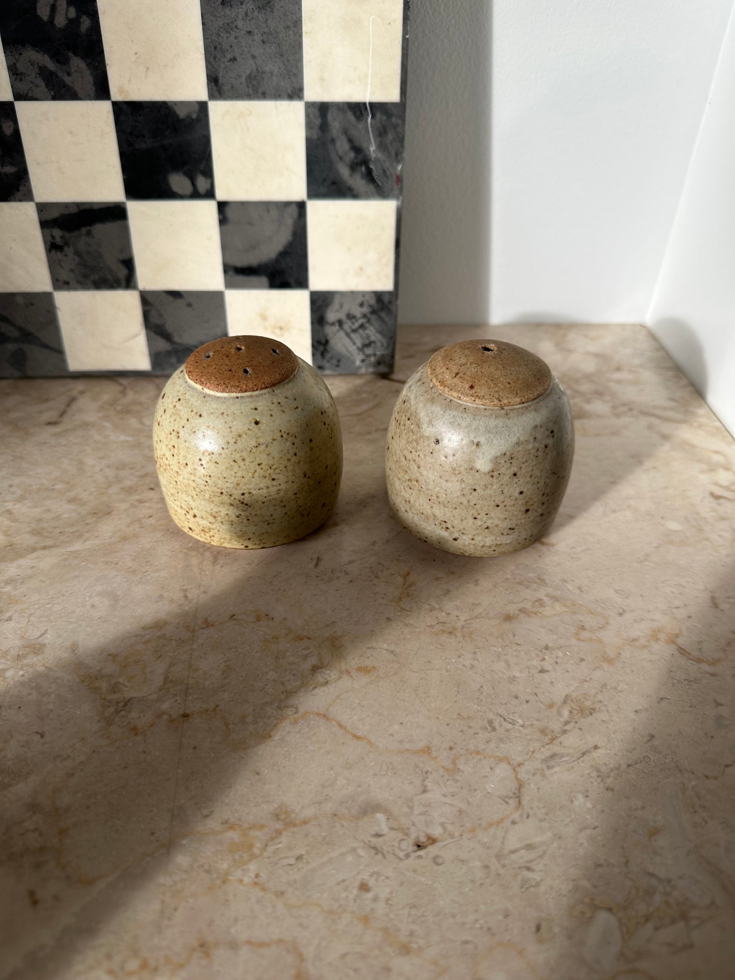 Pottery salt and pepper shakers