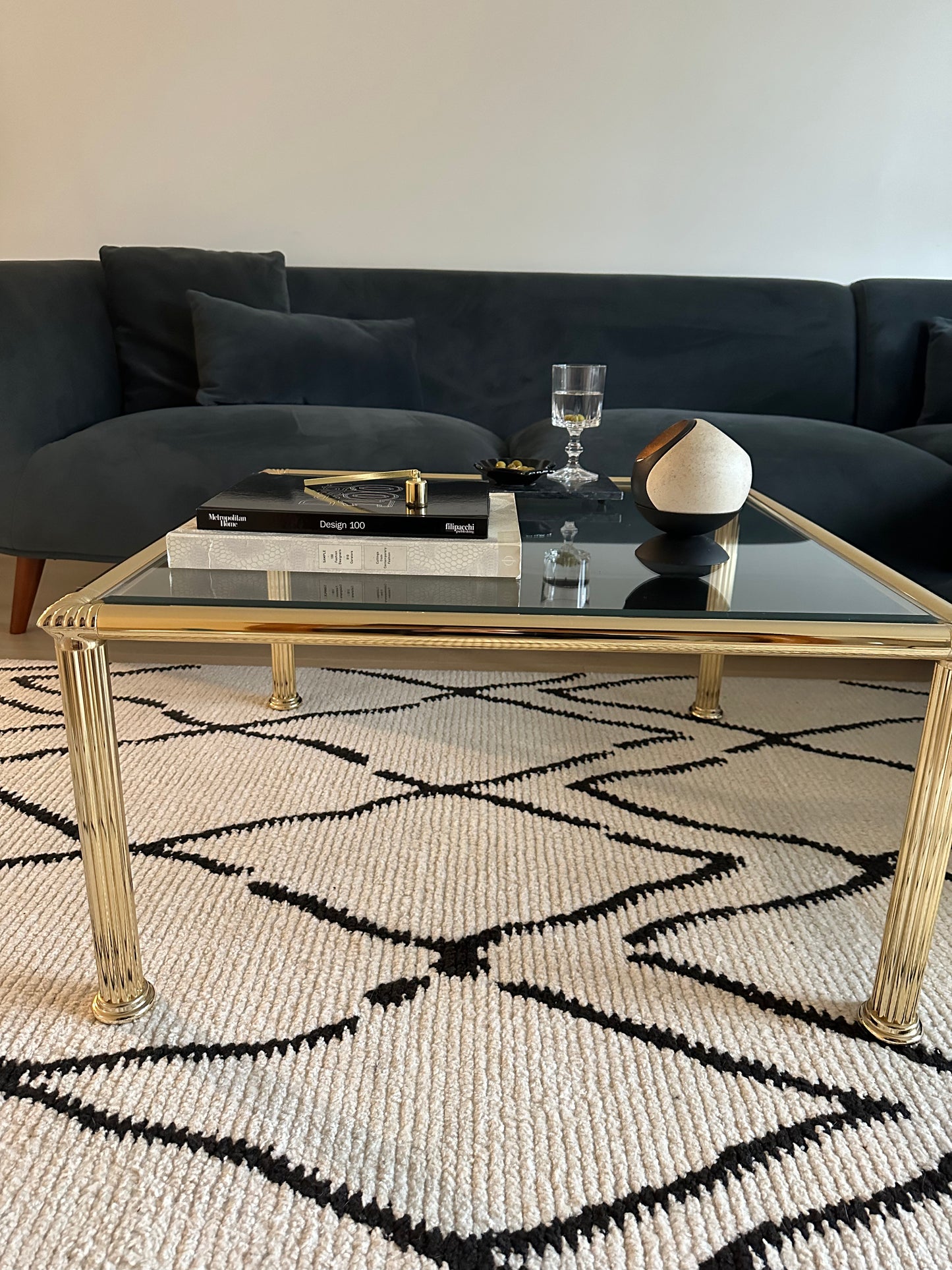 Vintage Hollywood Regency brass coffee table