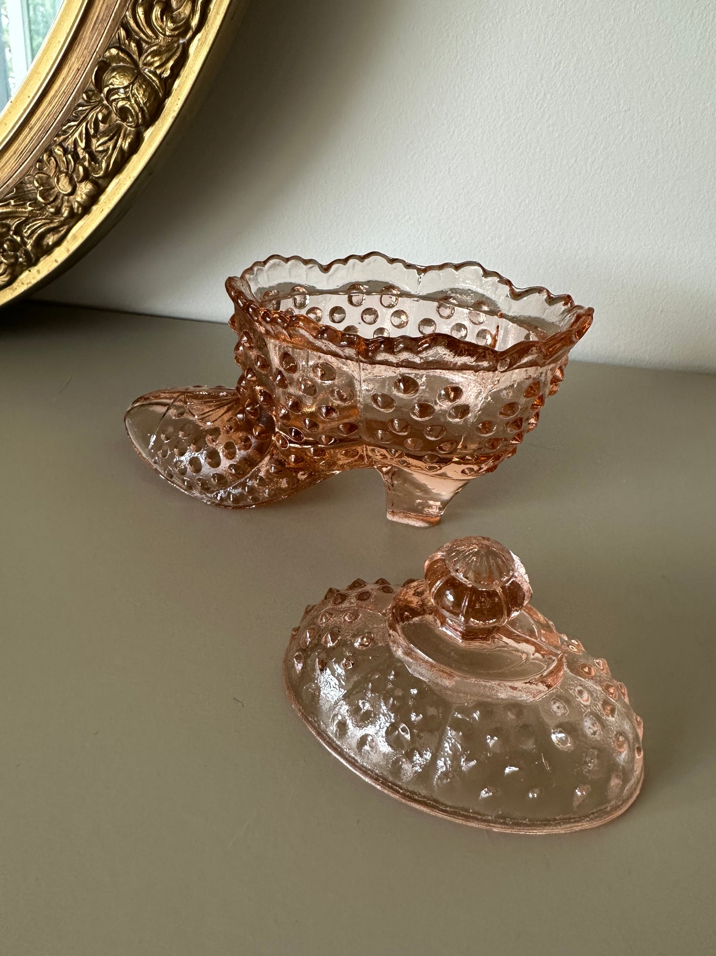 Pink glass sugar holder