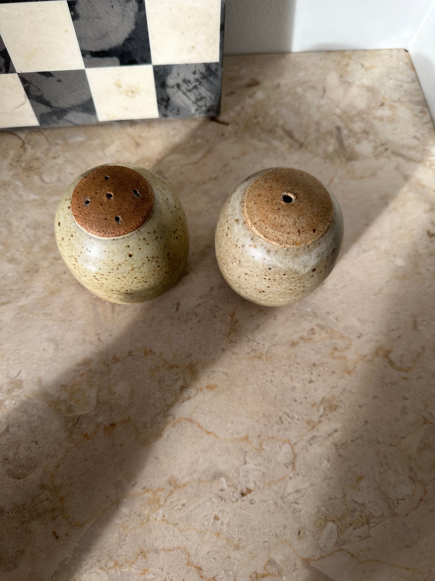 Pottery salt and pepper shakers