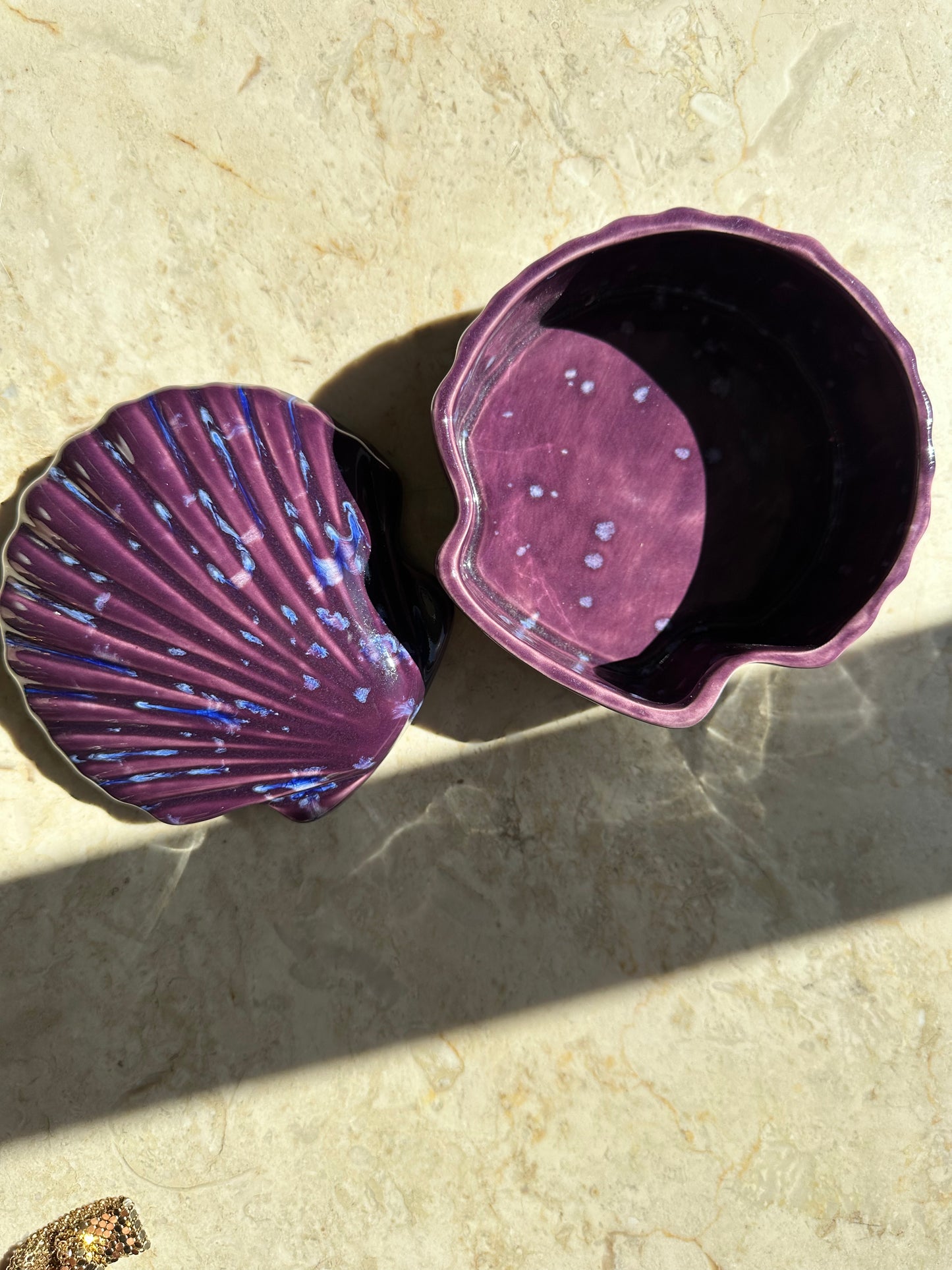 Purple ceramic shell box