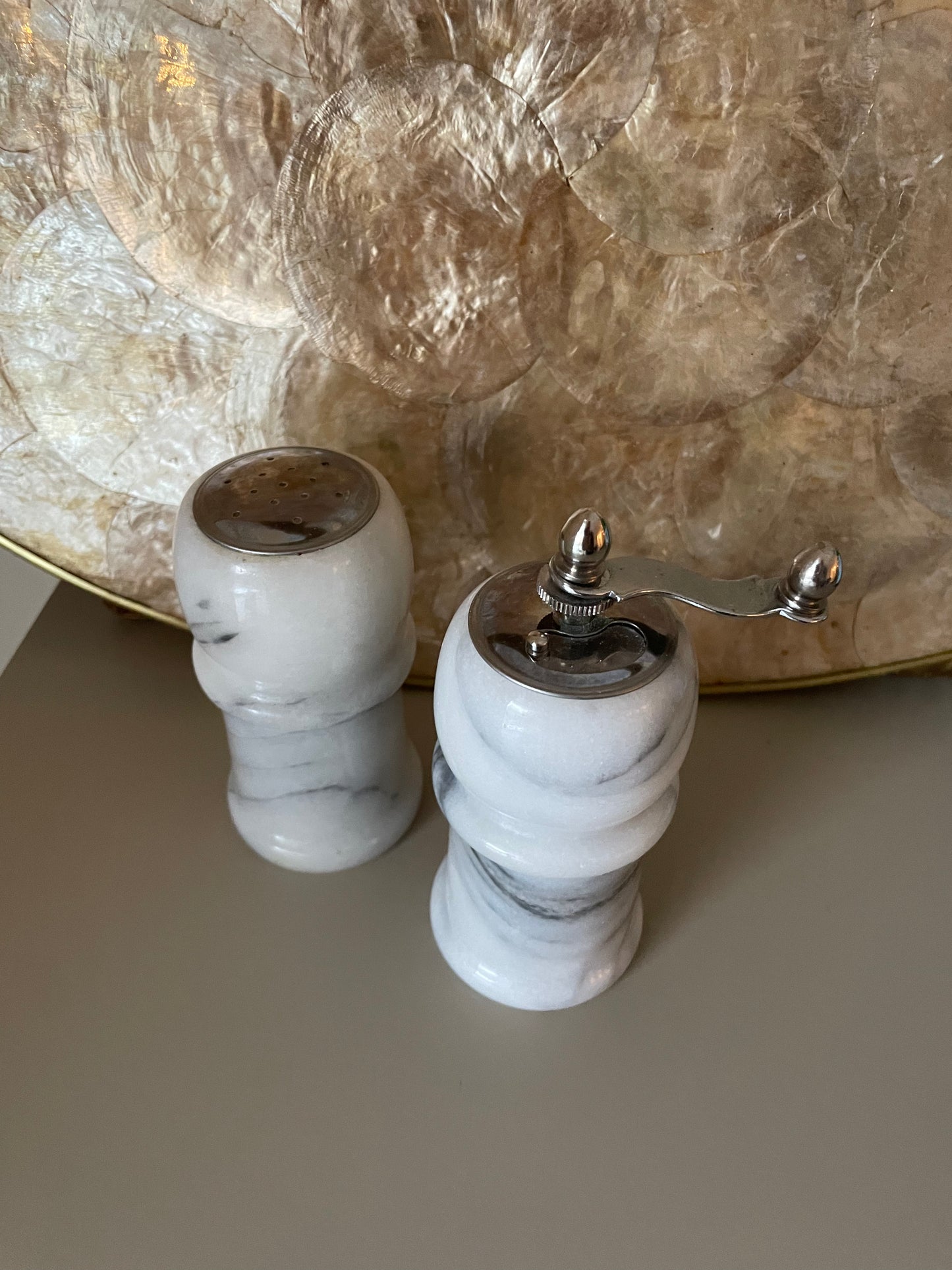 Marble salt and pepper holders