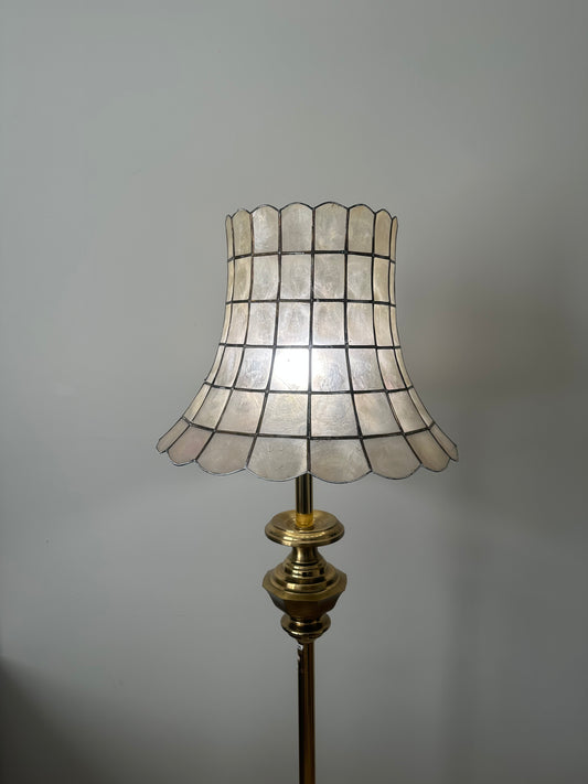 Capiz shell and brass lamp